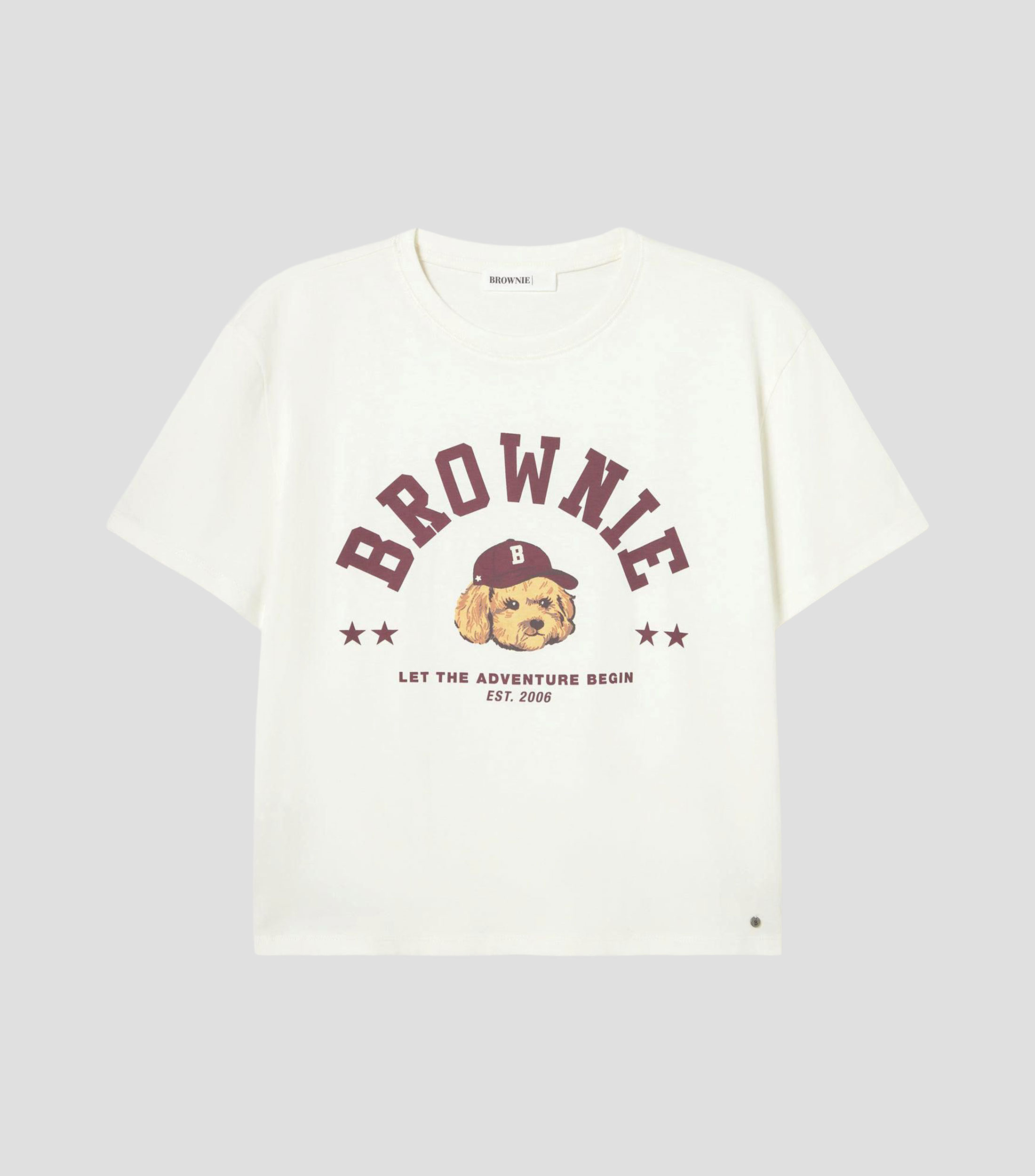 Playera cuello redondo manga corta con estampado Mujer