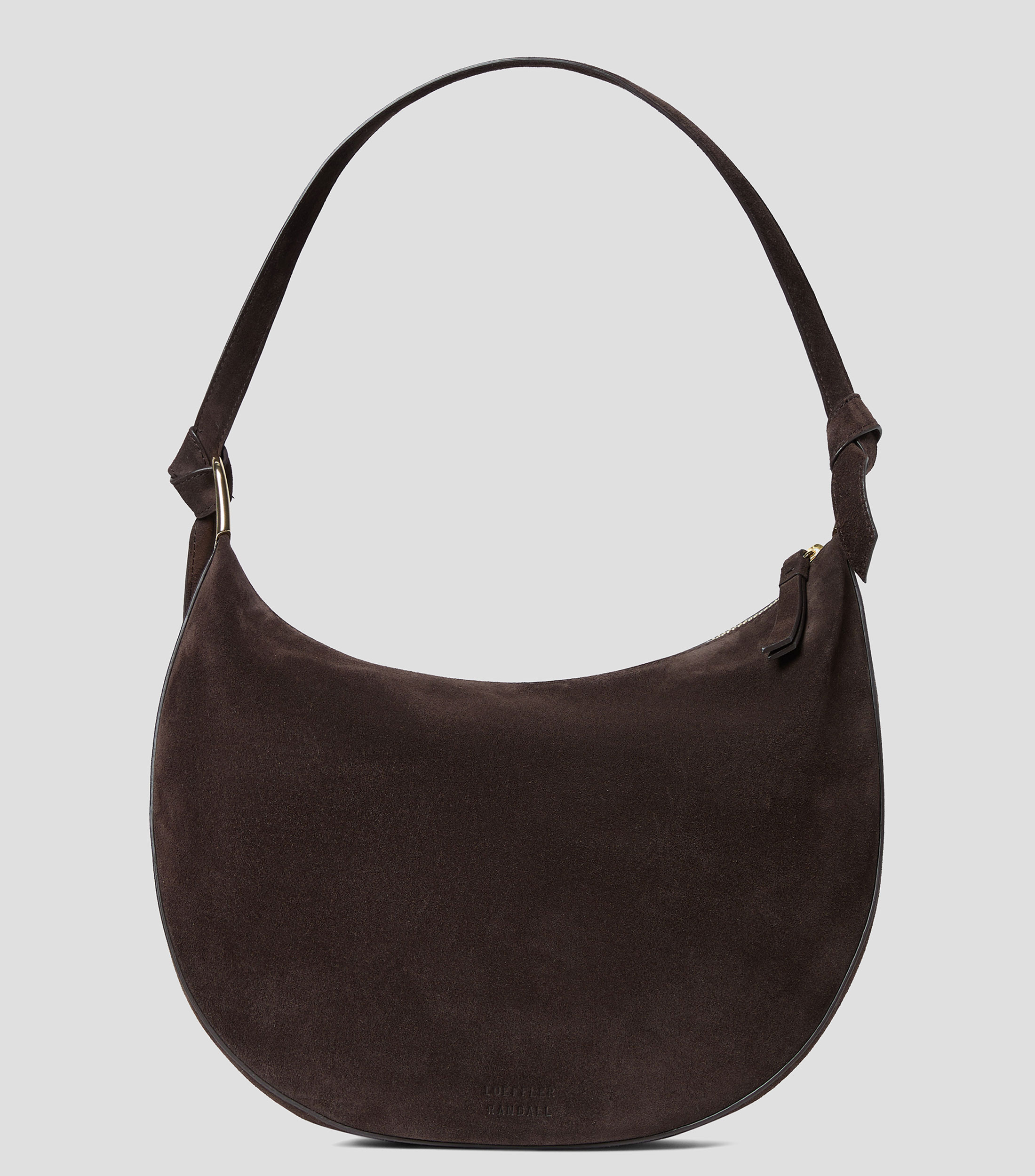 Bolsa shoulder marrón en piel gamuza Mujer