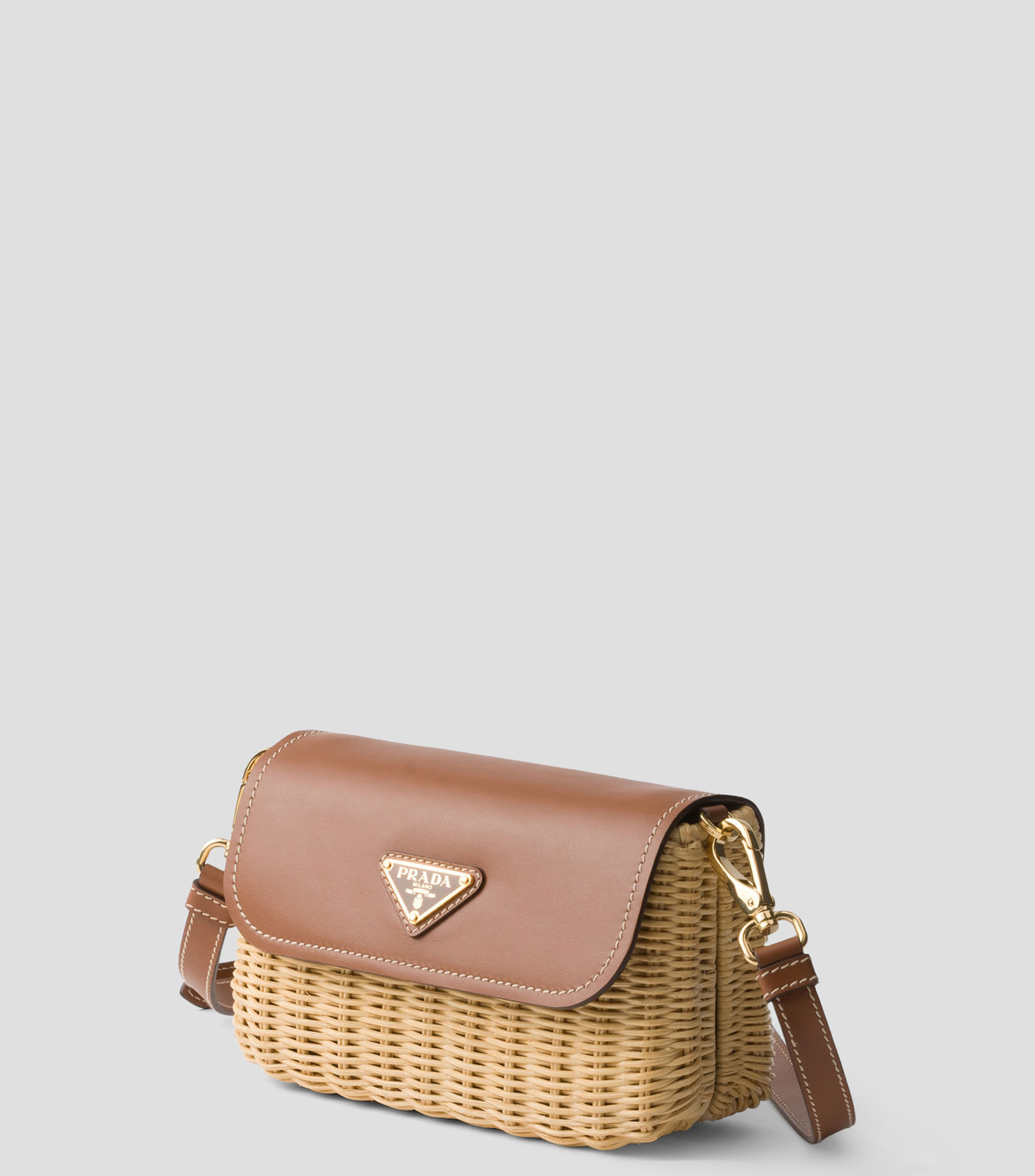 Bolsa pequeña de mimbre y cuero Mujer