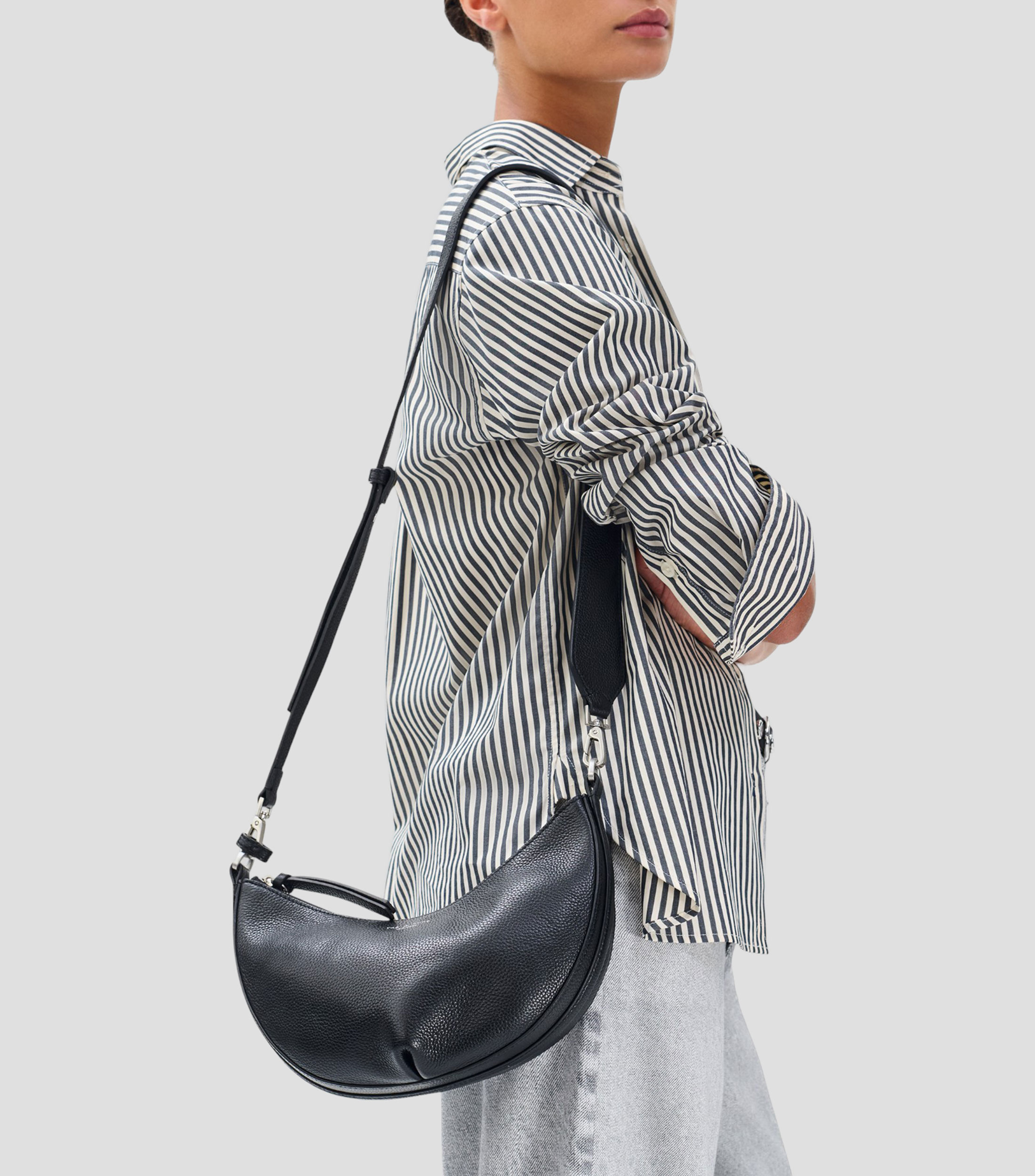 Bolsa crossbody negra en piel Alix lisa Mujer