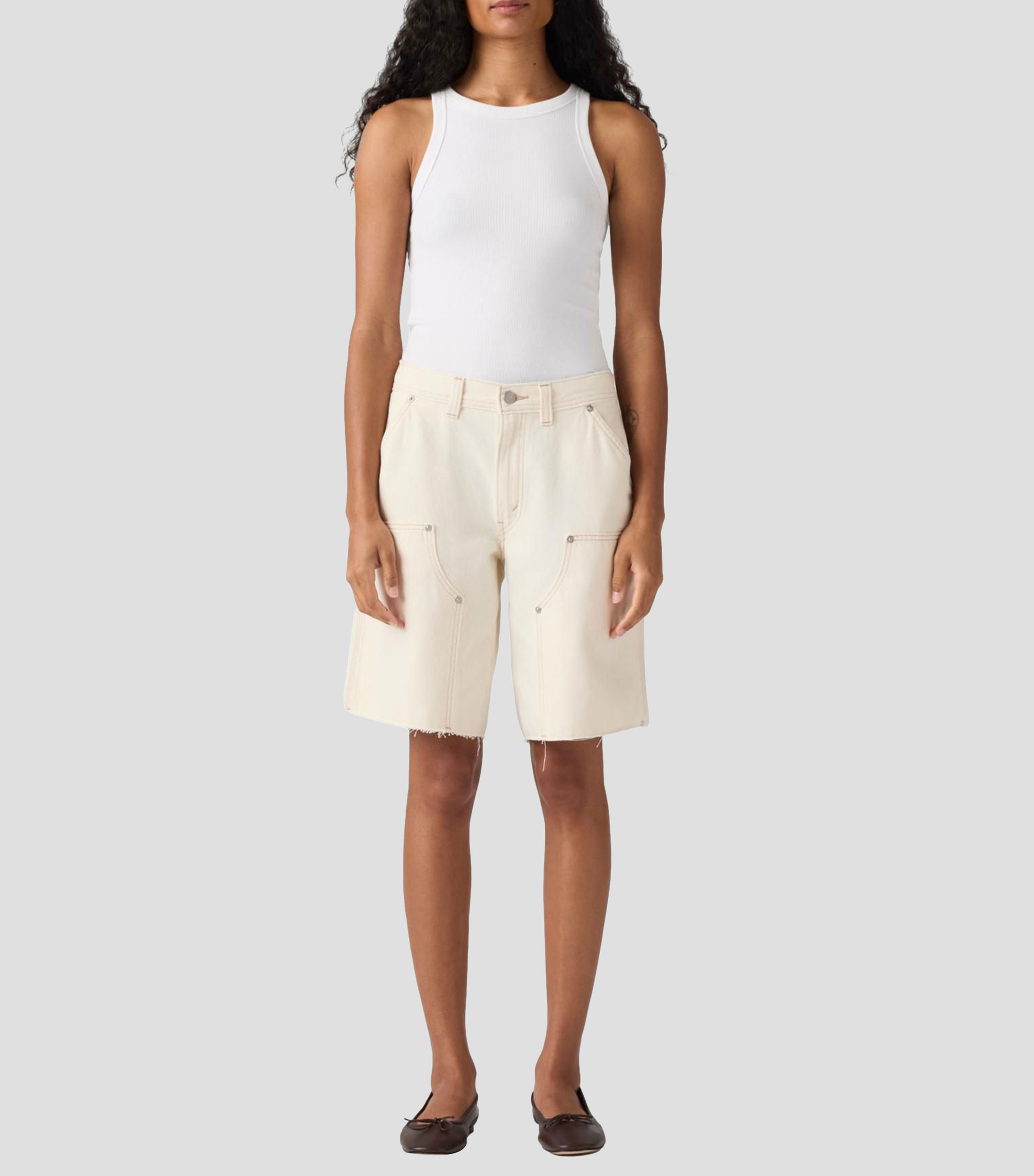 Short de mezclilla liso Mujer