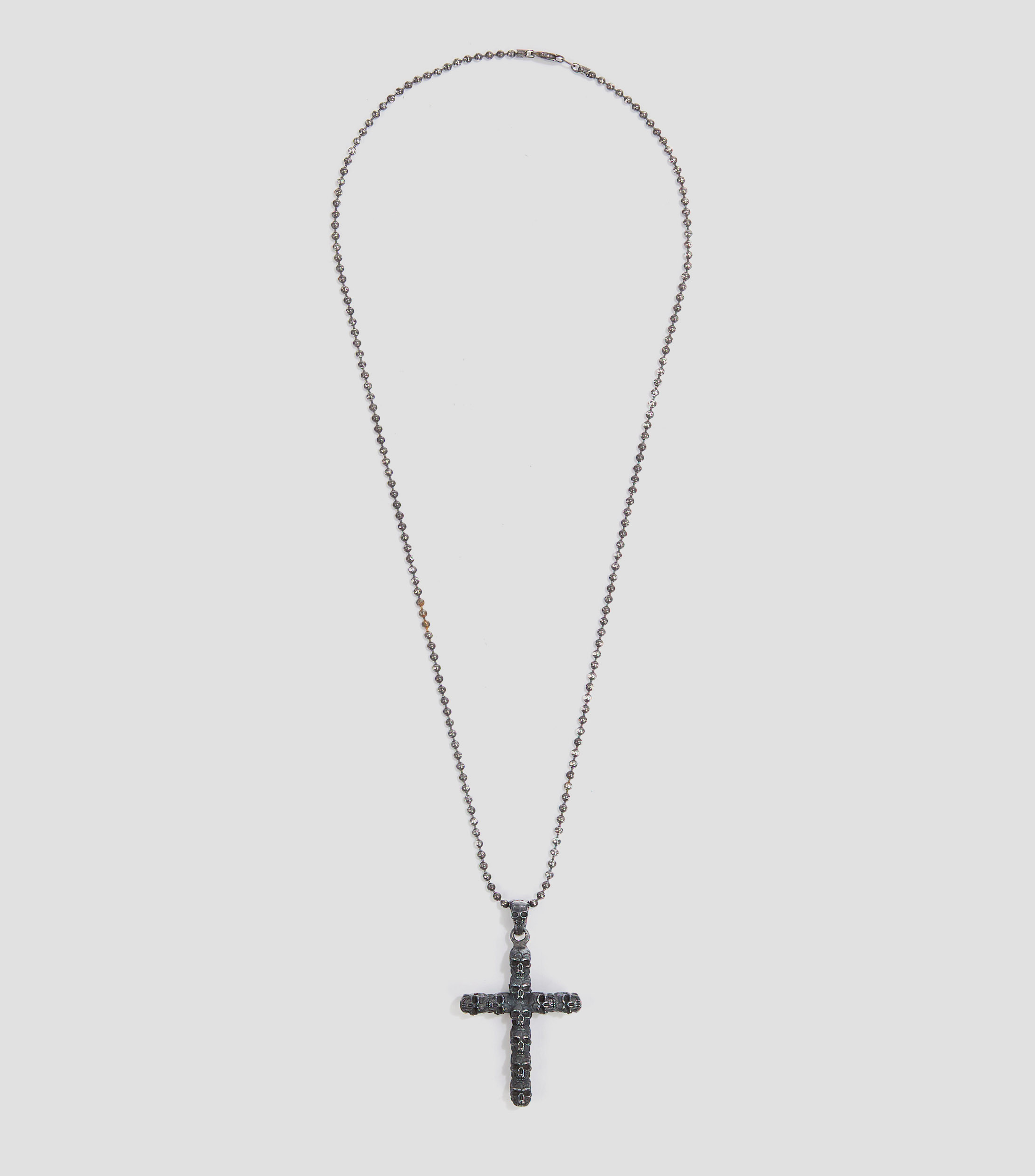 Dije Skrull Cross en plata .925 Hombre