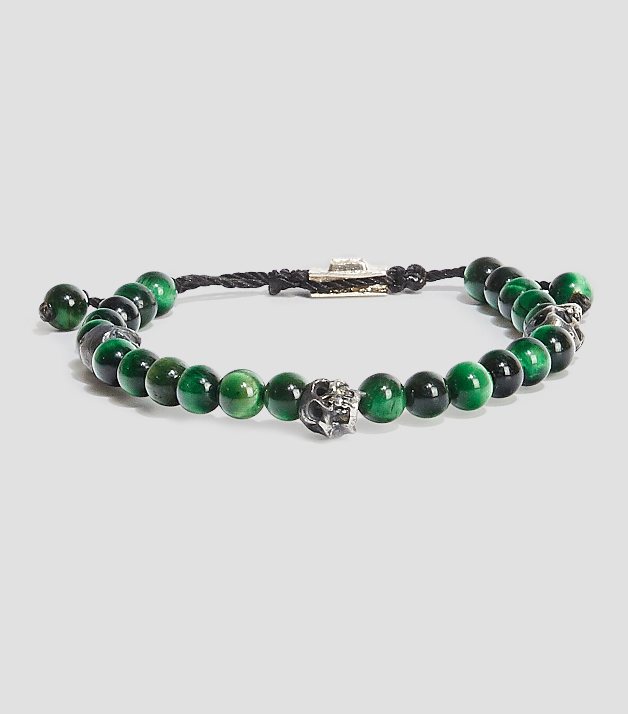 Pulsera ajustable con ojo de tigre y plata Hombre