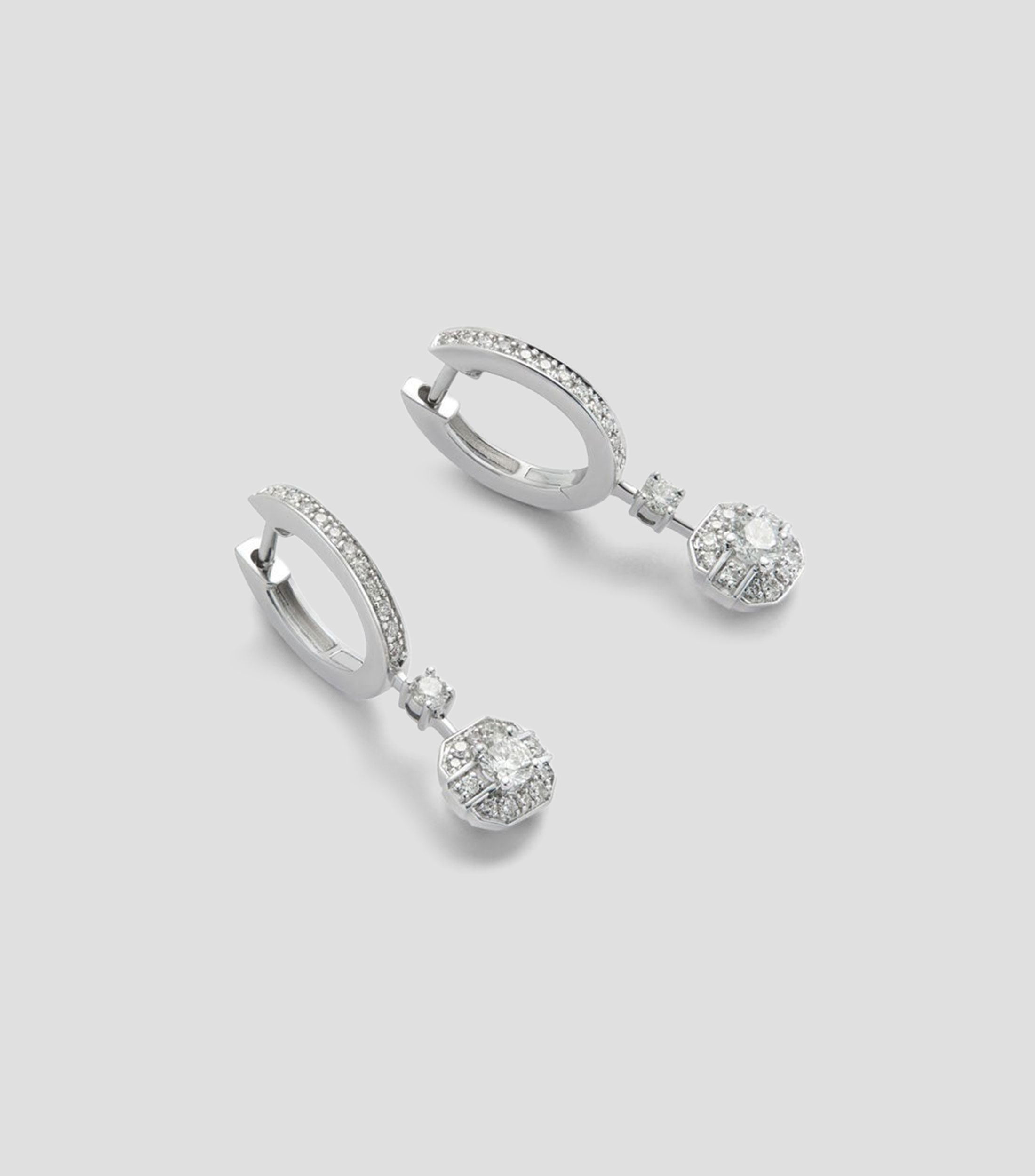 Pendientes en Oro blanco de 18 Kilates Compromiso Deco Mujer