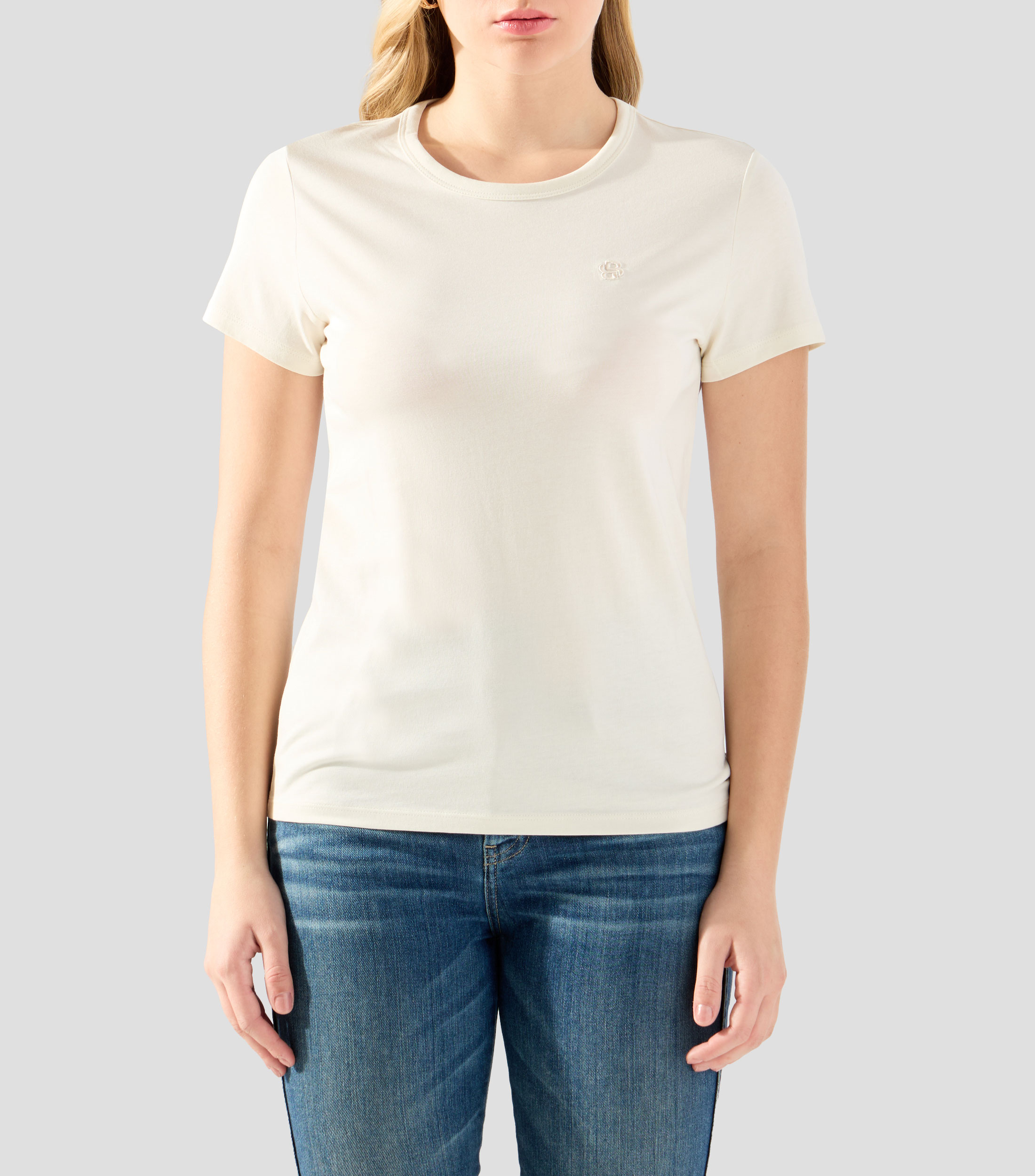 Playera cuello redondo manga corta lisa Mujer