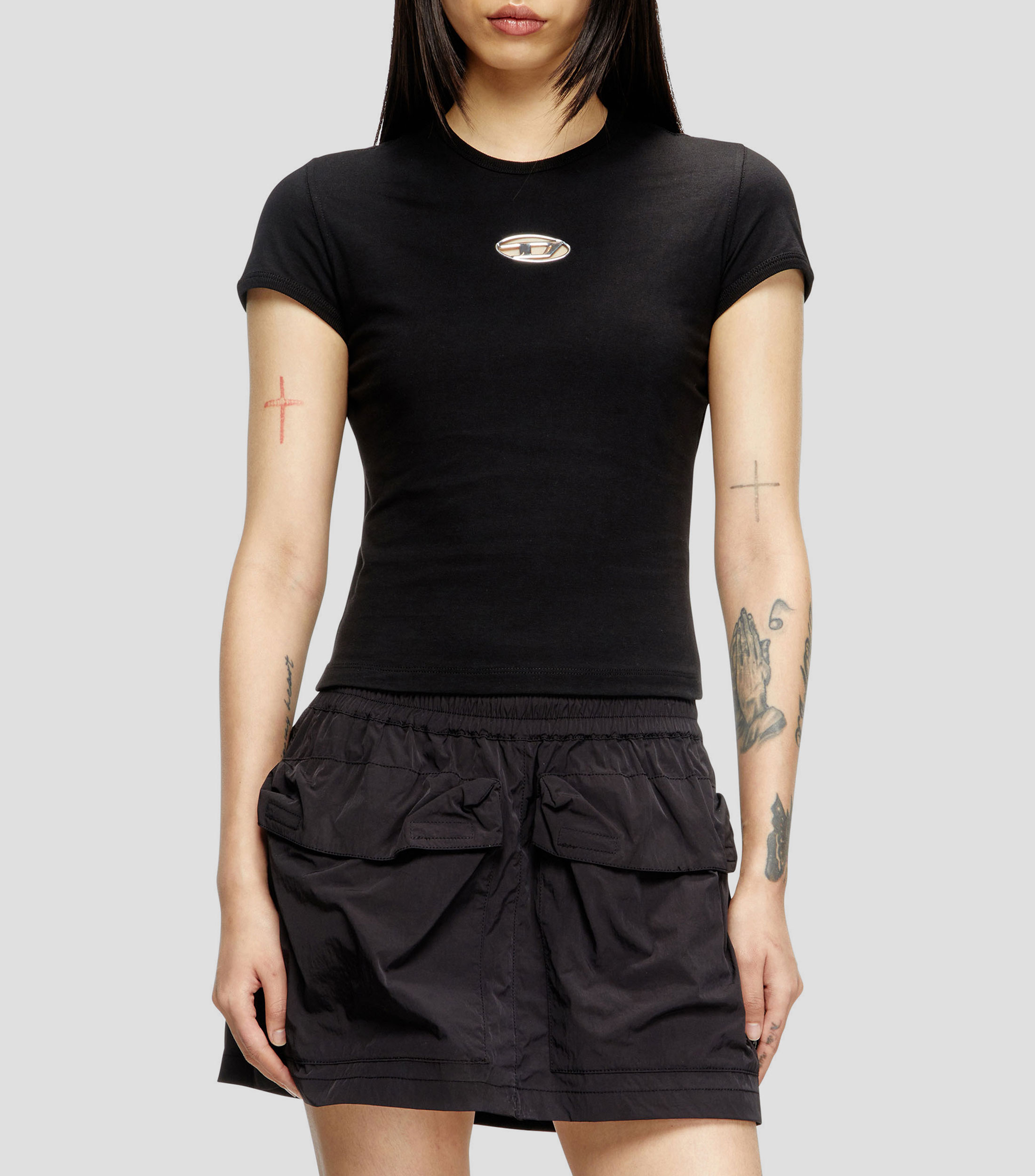 Playera cuello redondo manga corta lisa Mujer