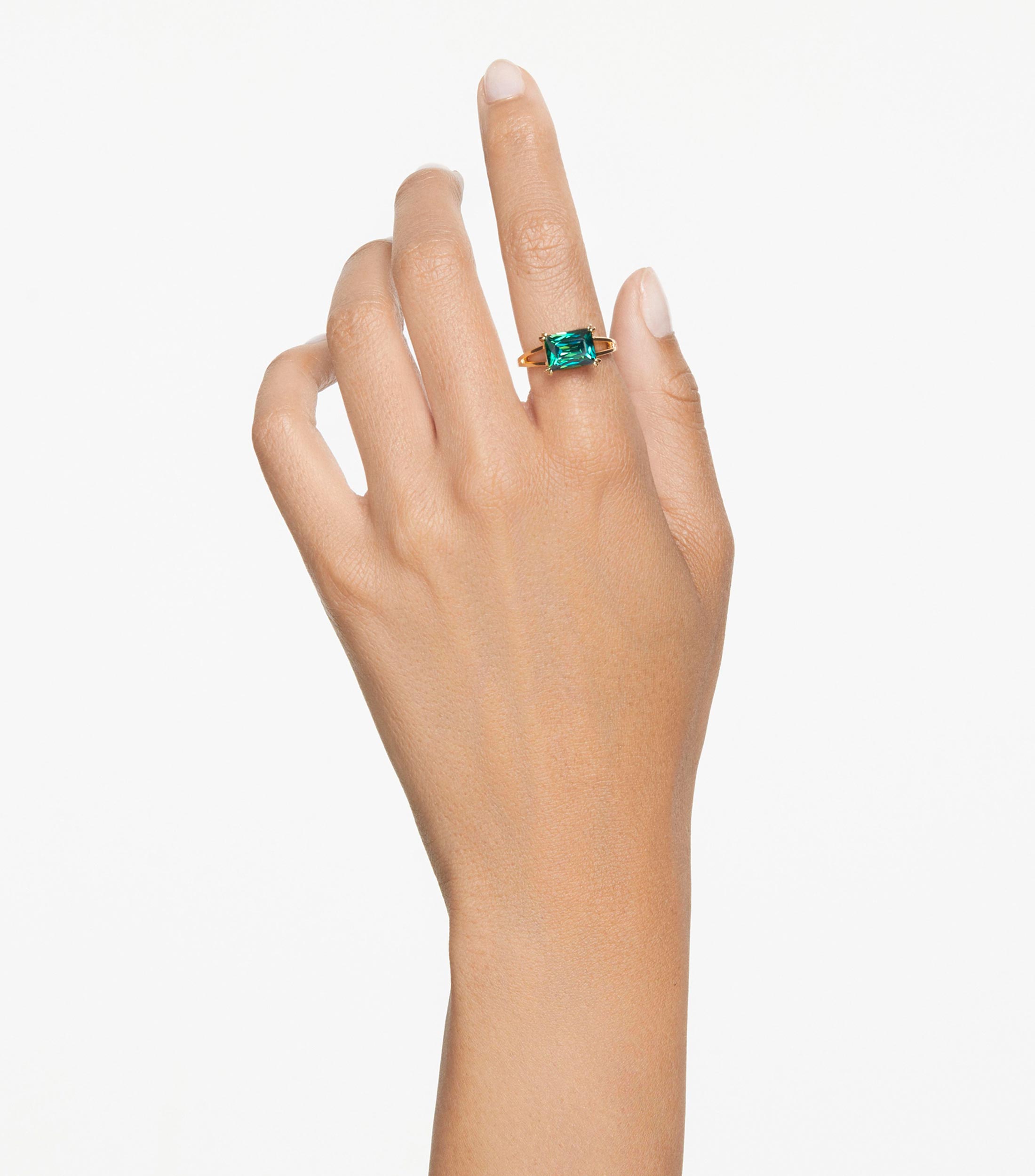Anillo de Coctel Matrix con Circonita Verde, Talla Rectangular, Mujer