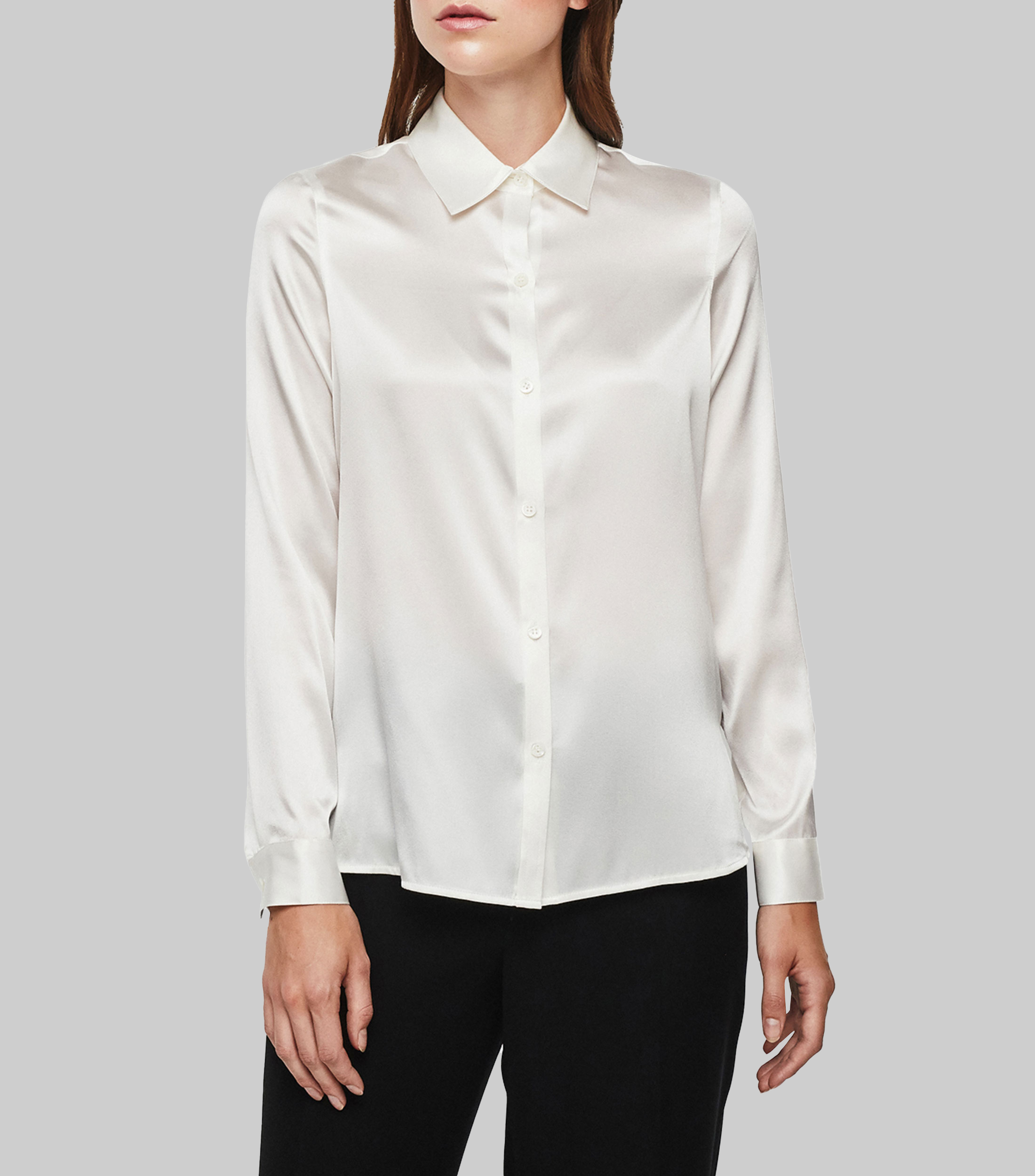 Blusa de cuello camisero y manga larga Mujer