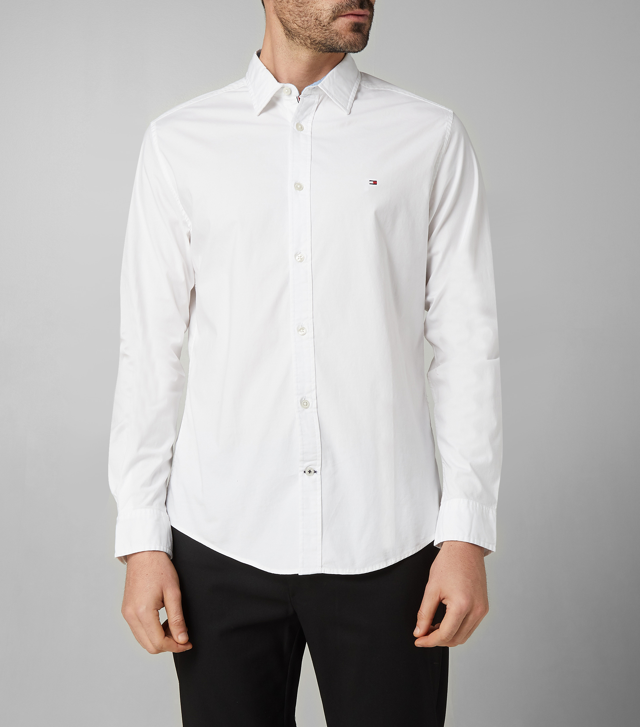 Camisa lisa con manga larga Hombre