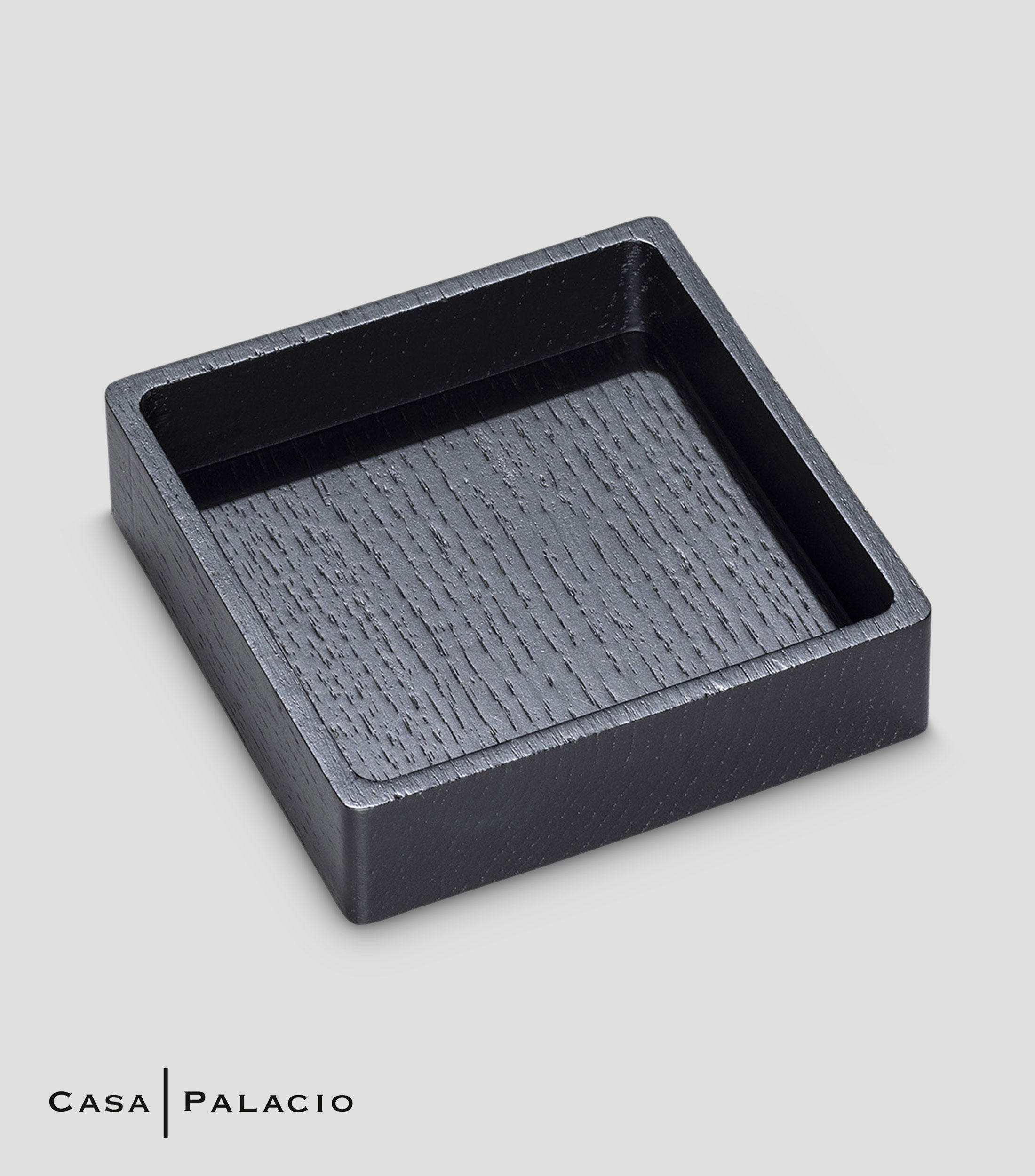 Caja decorativa cuadrada Curve negra en madera