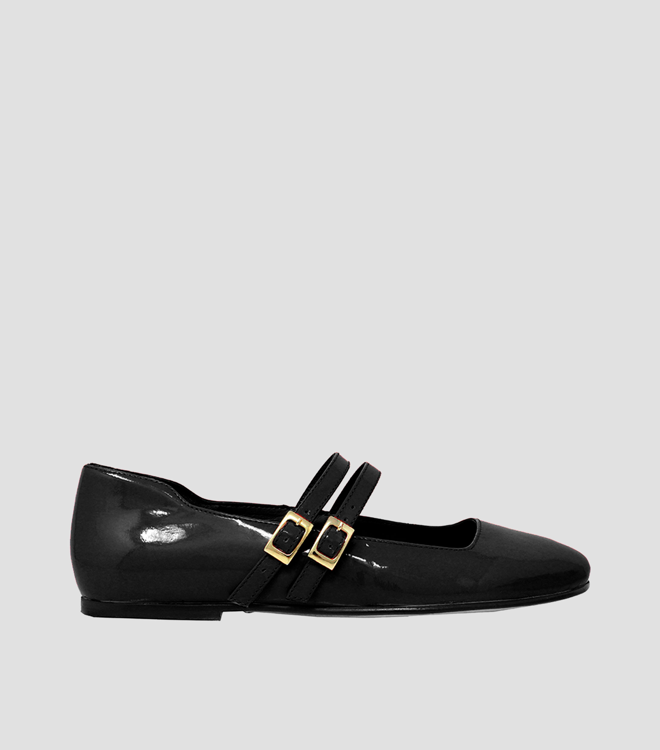 Flats Violet en piel con tiras Mujer