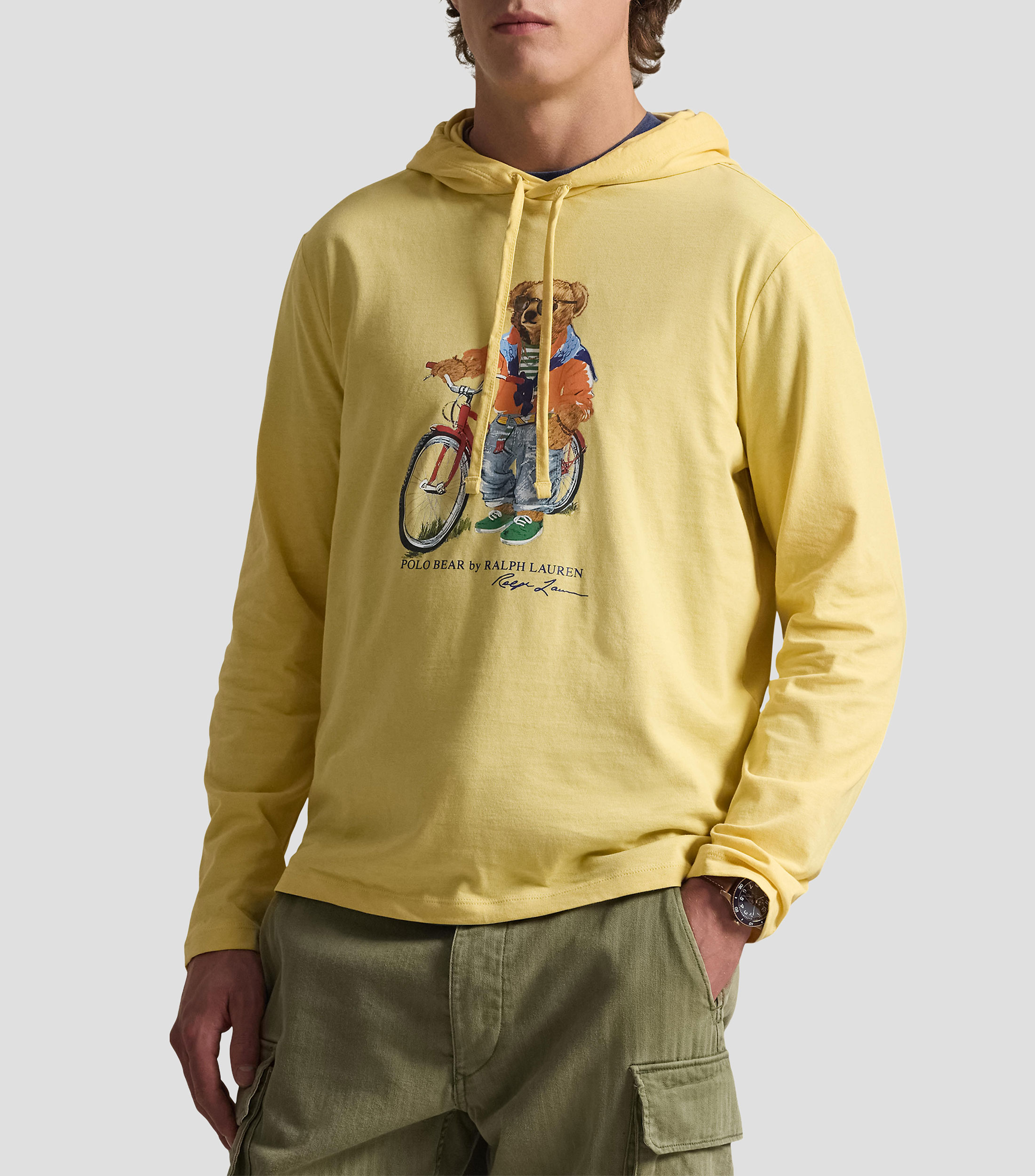 Playera cuello redondo manga larga estampada Hombre