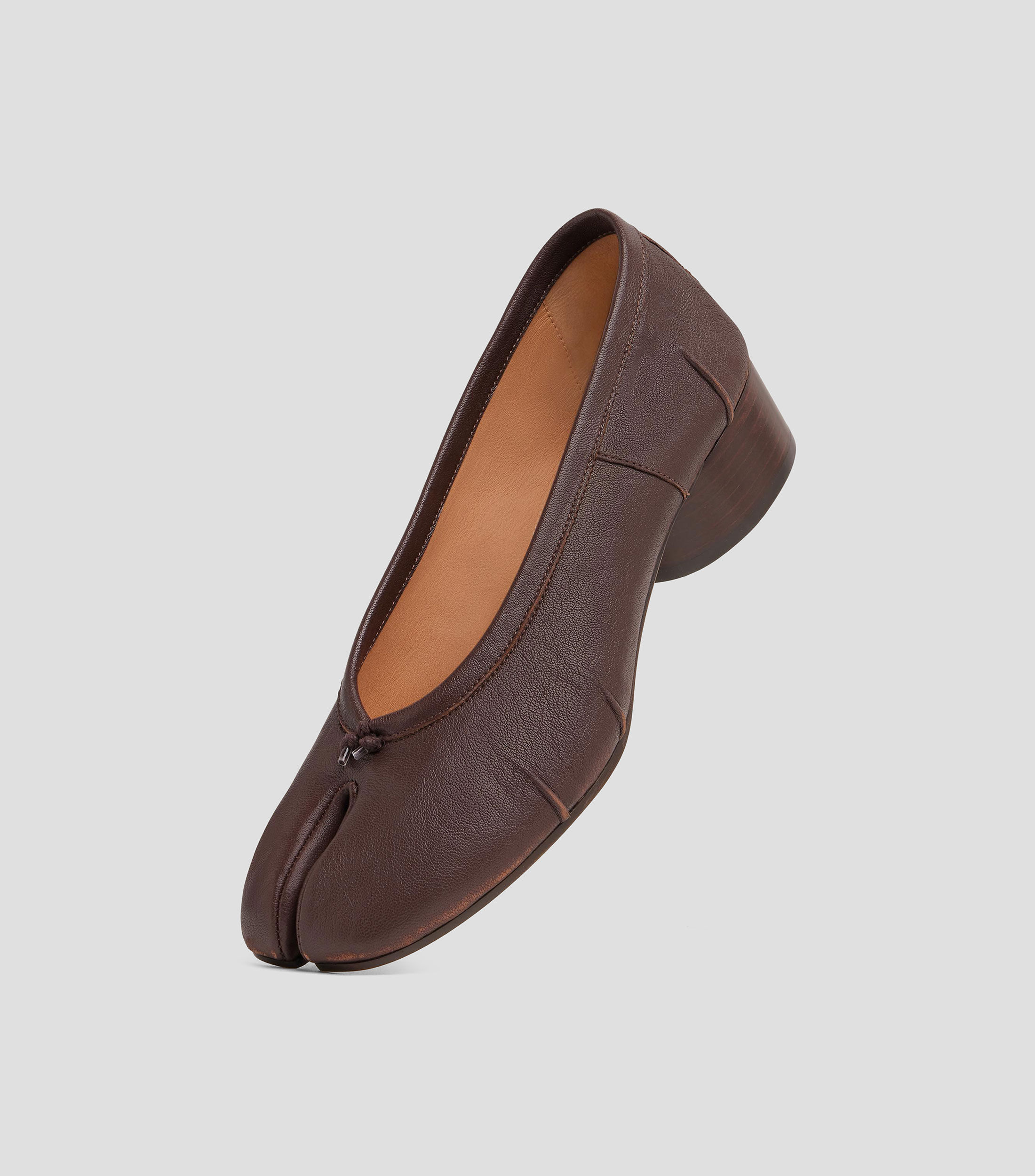 Flats Tabi en piel con tacón bajo cuadrado Mujer
