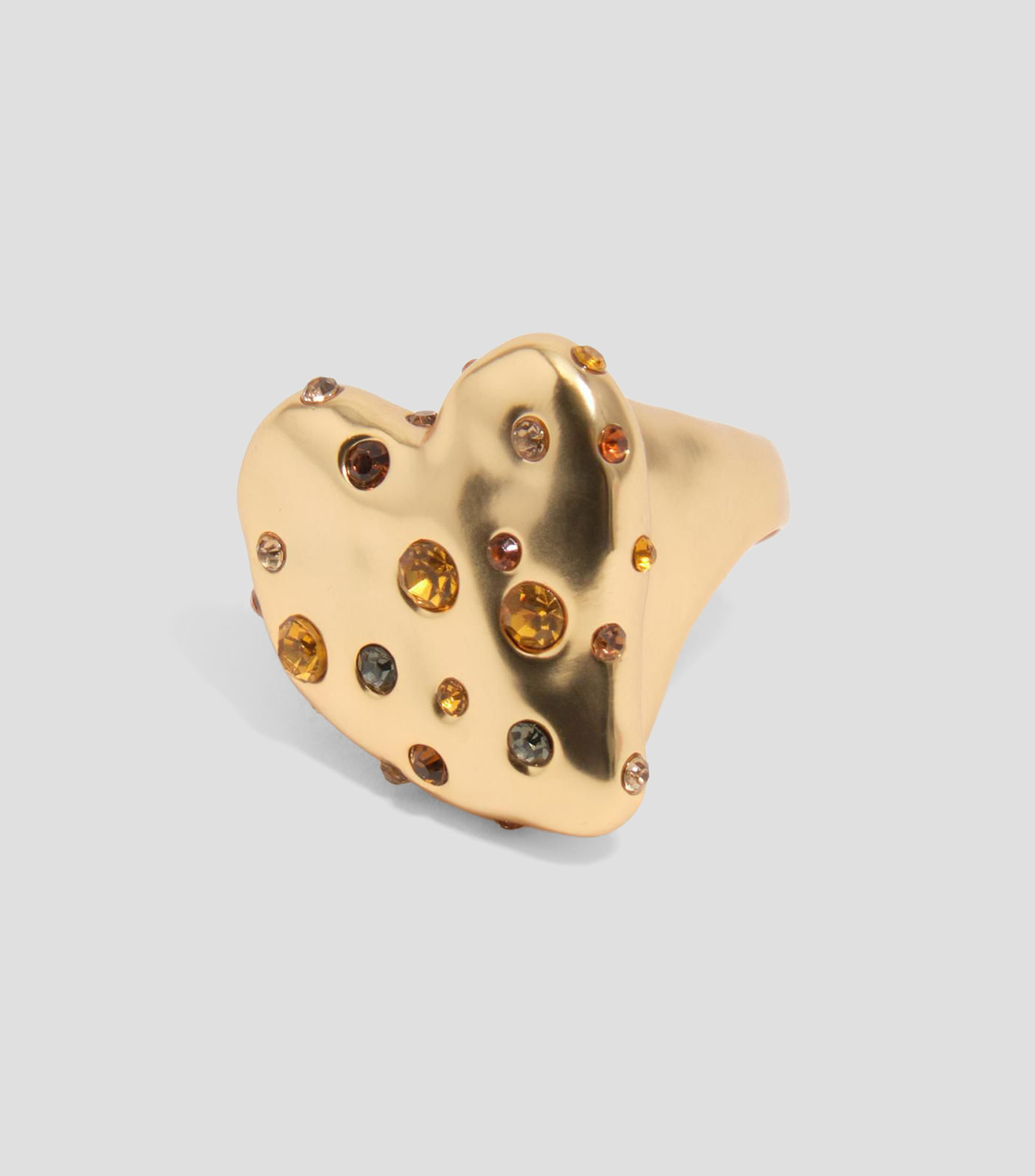 Anillo de corazón con textura cristales dorado mate Mujer