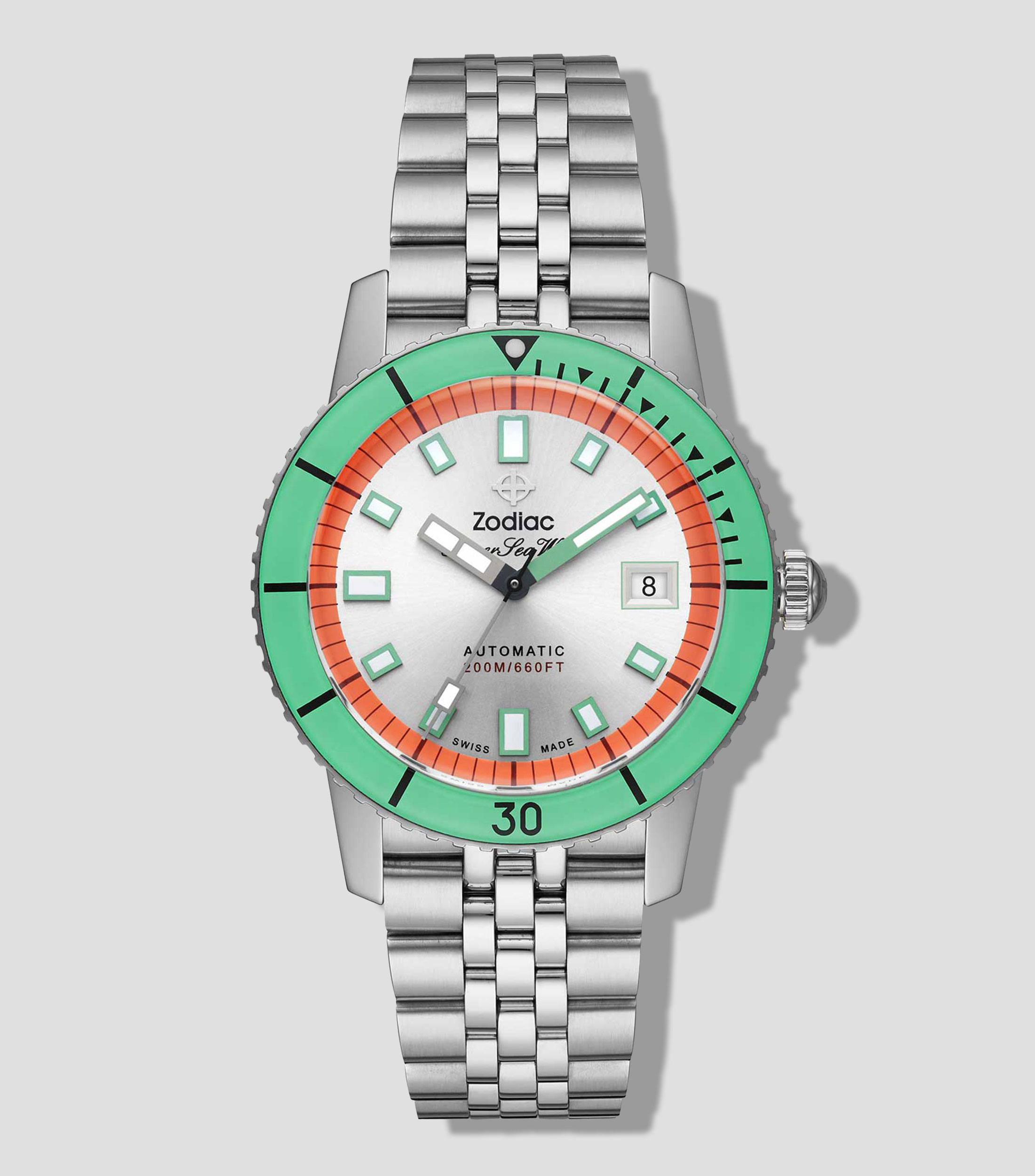 Reloj para Hombre Compression casual plateado, verde