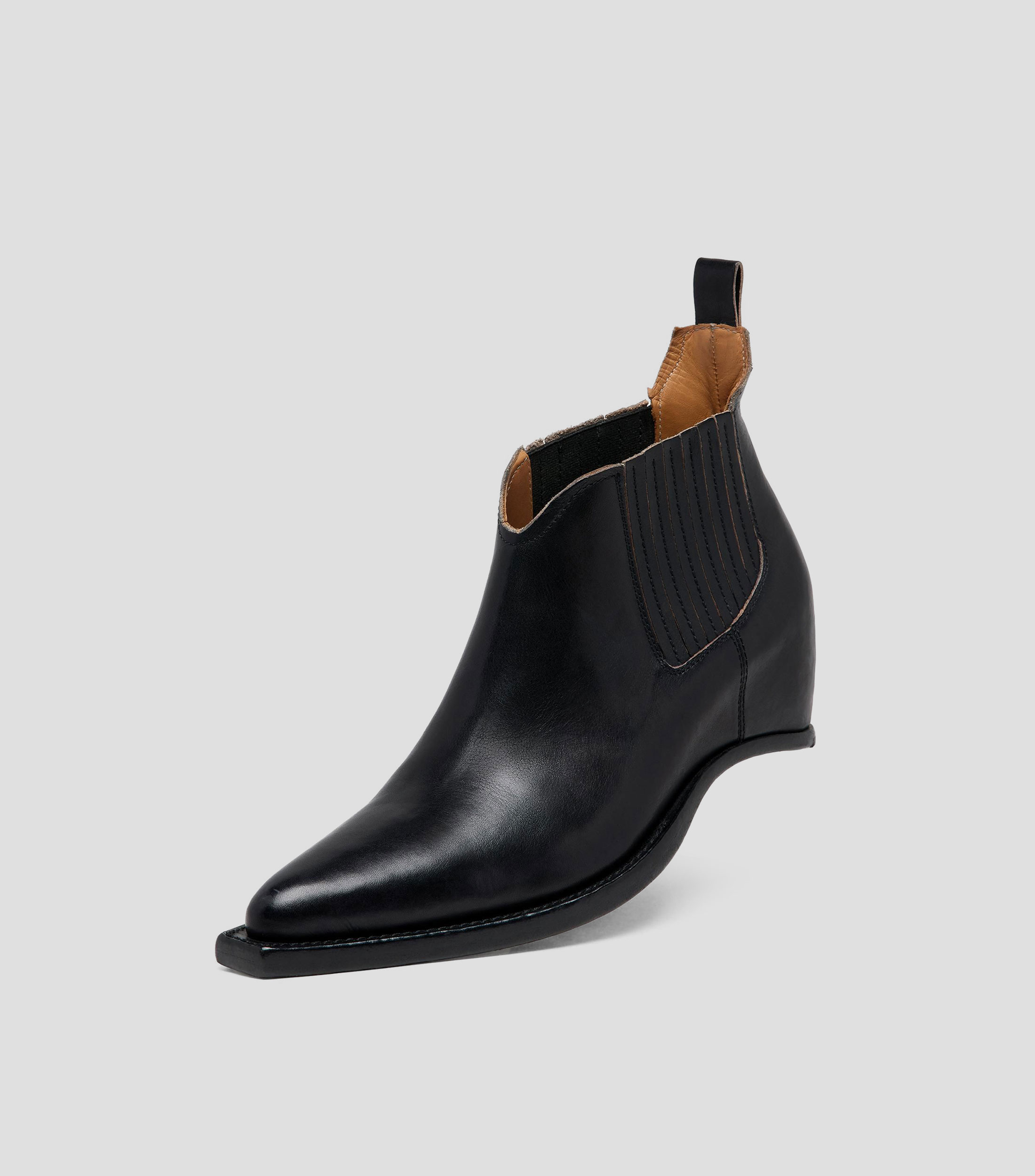 Botas chelsea cortas Western Heel-less en piel con tacón medio de cuña Mujer