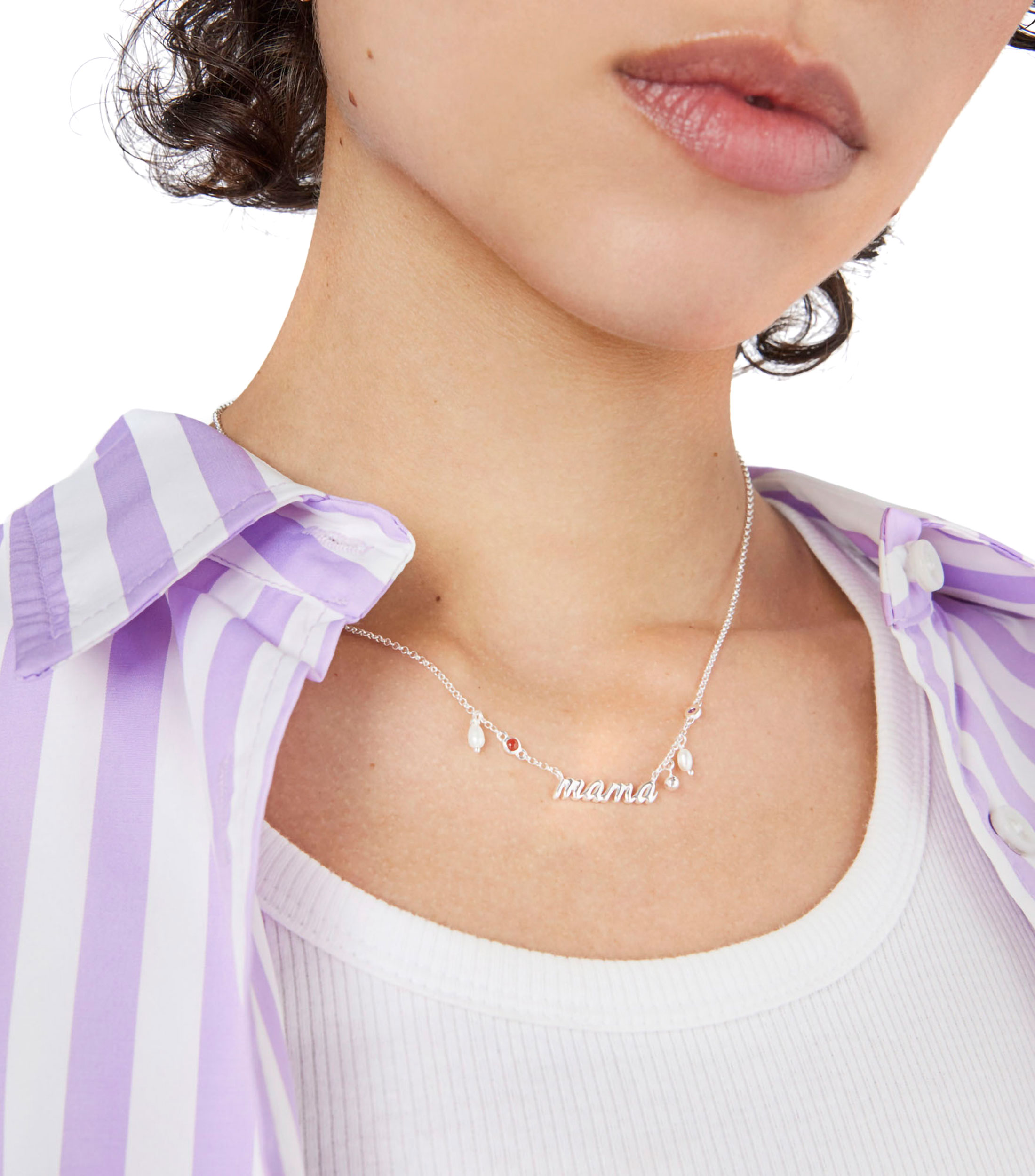 Collar con colgante tipográfico en Plata .925 Mama Mujer