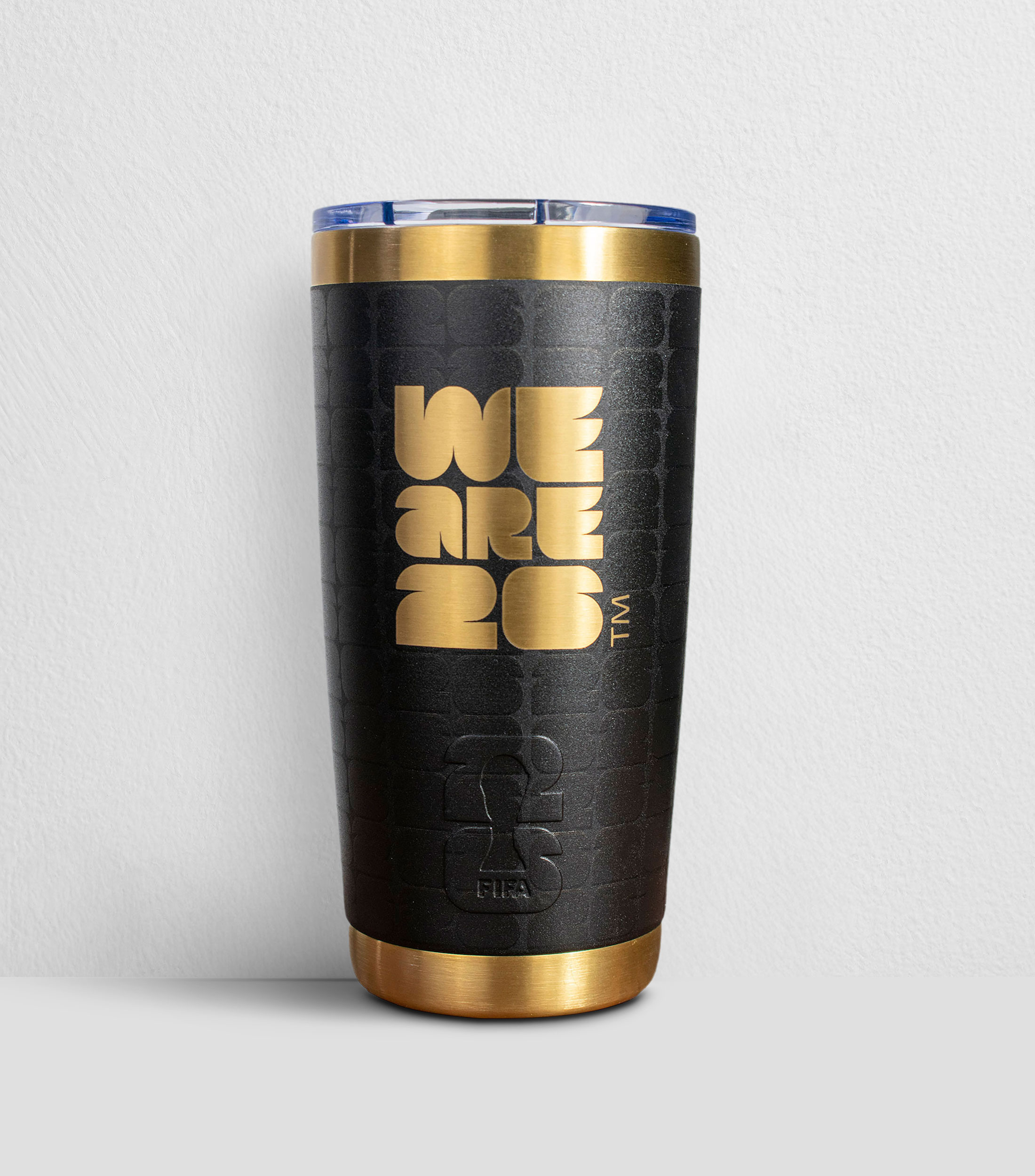 Termo FIFA World Cup 2026 negro en acero inoxidable, 591 ml