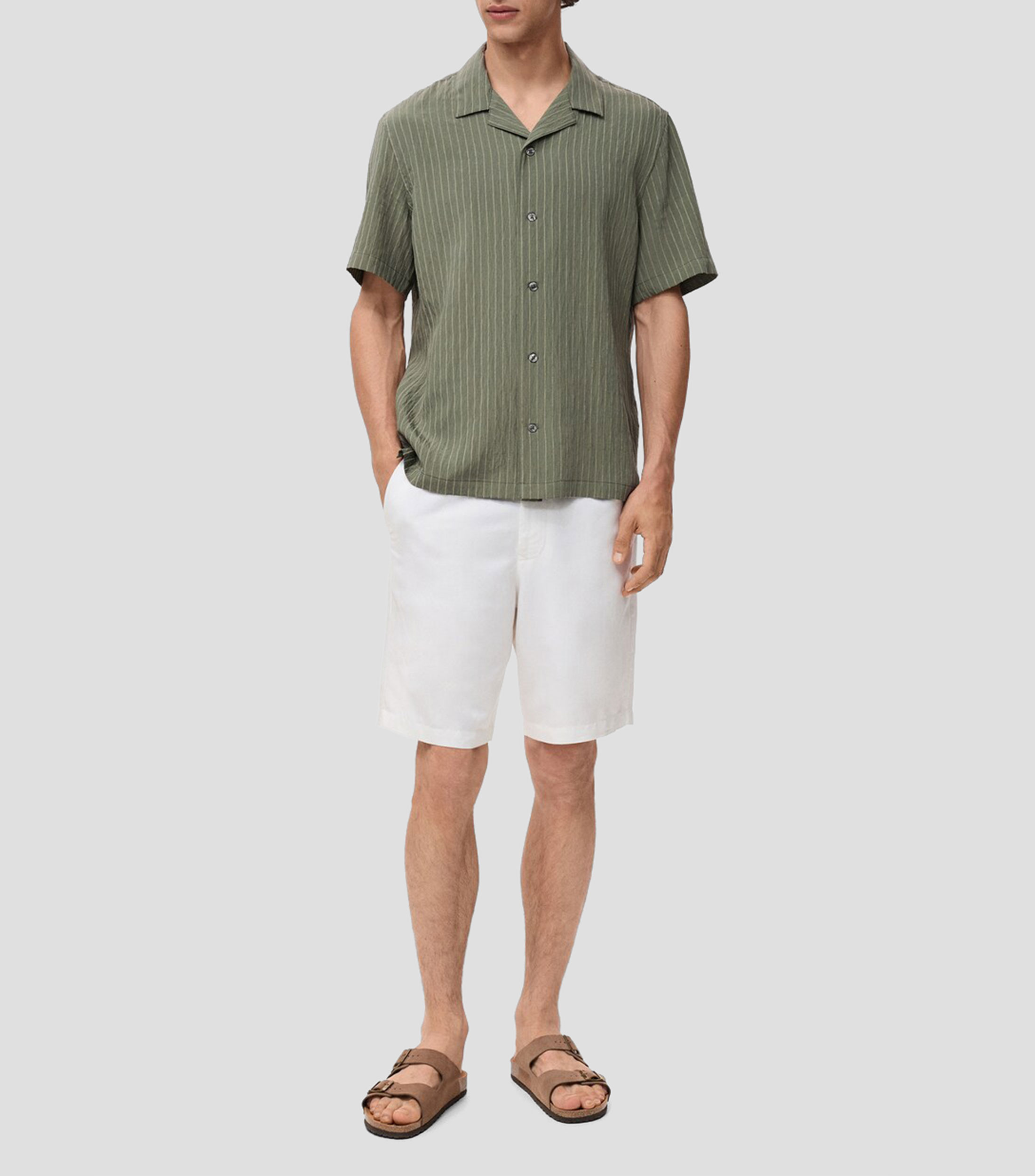 Camisa con rayas manga corta Hombre