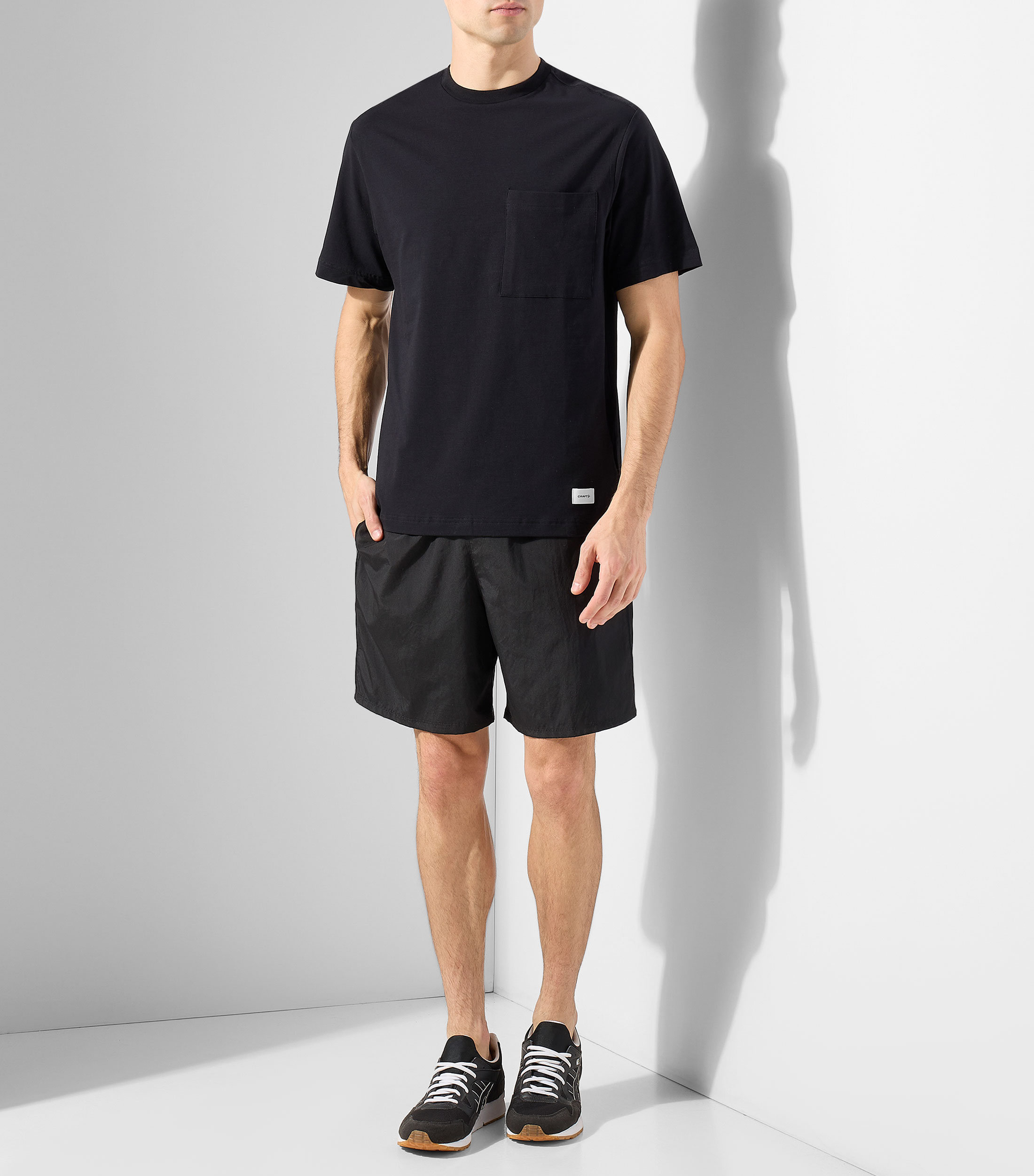 Playera para correr de cuello redondo con manga corta lisa Hombre