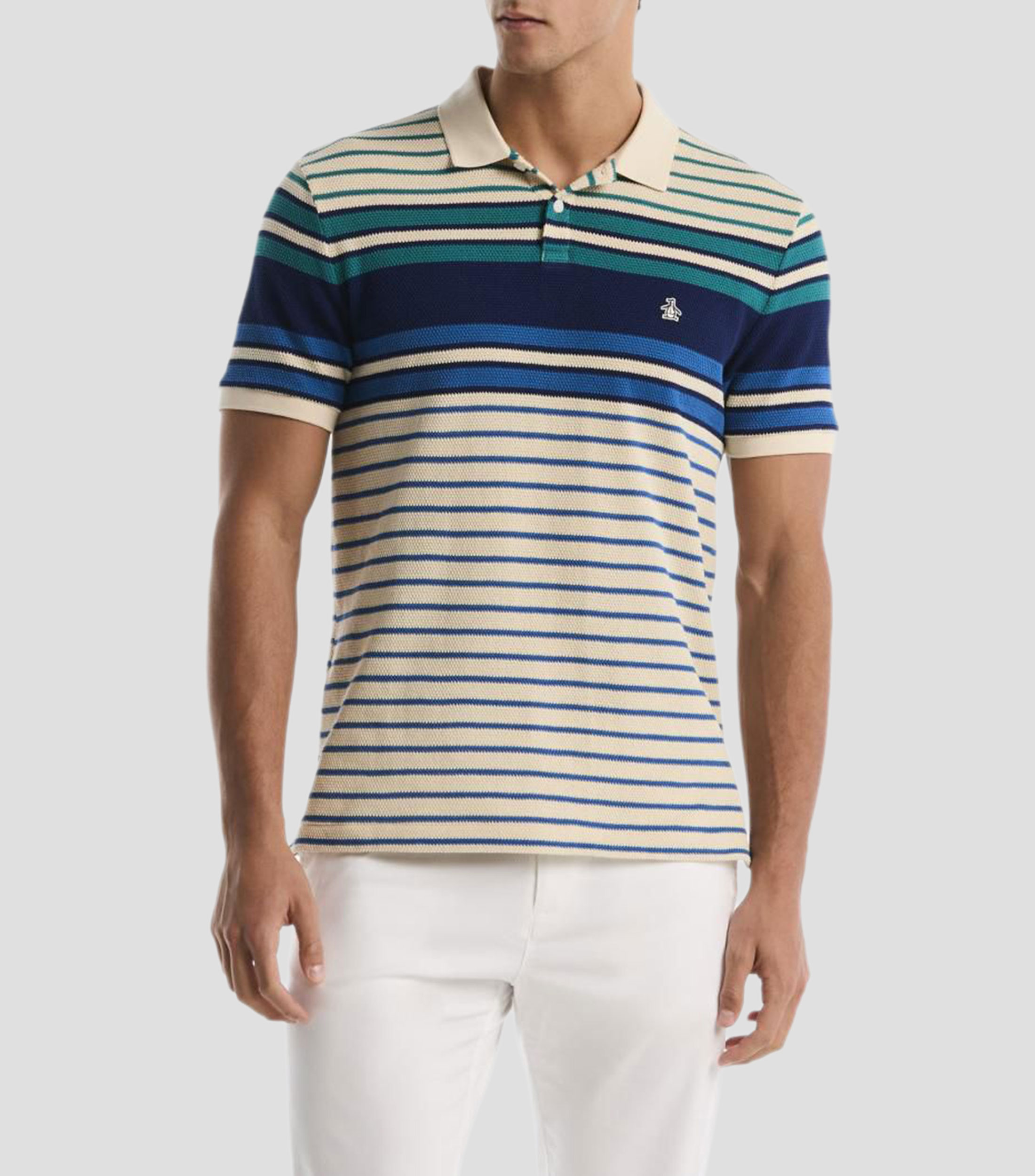 Playera tipo polo manga corta a rayas Hombre