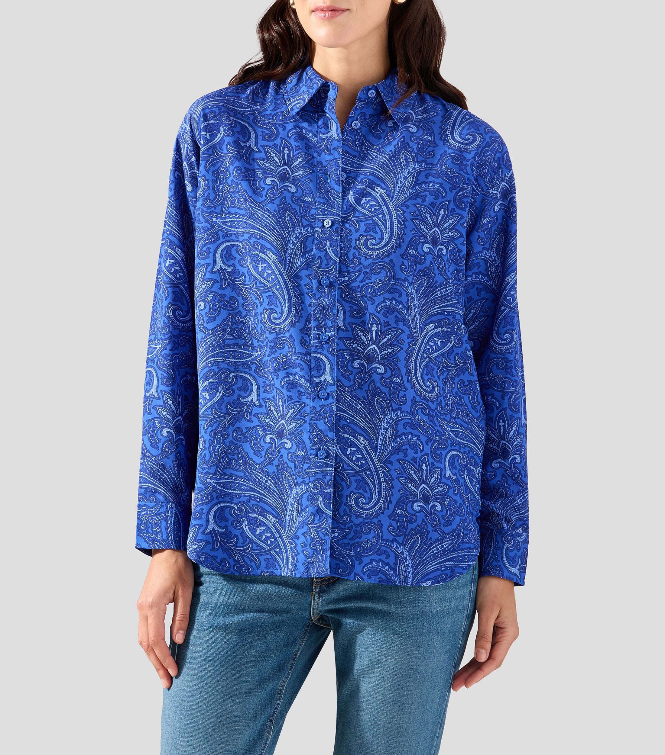 Camisa estampada manga larga Mujer