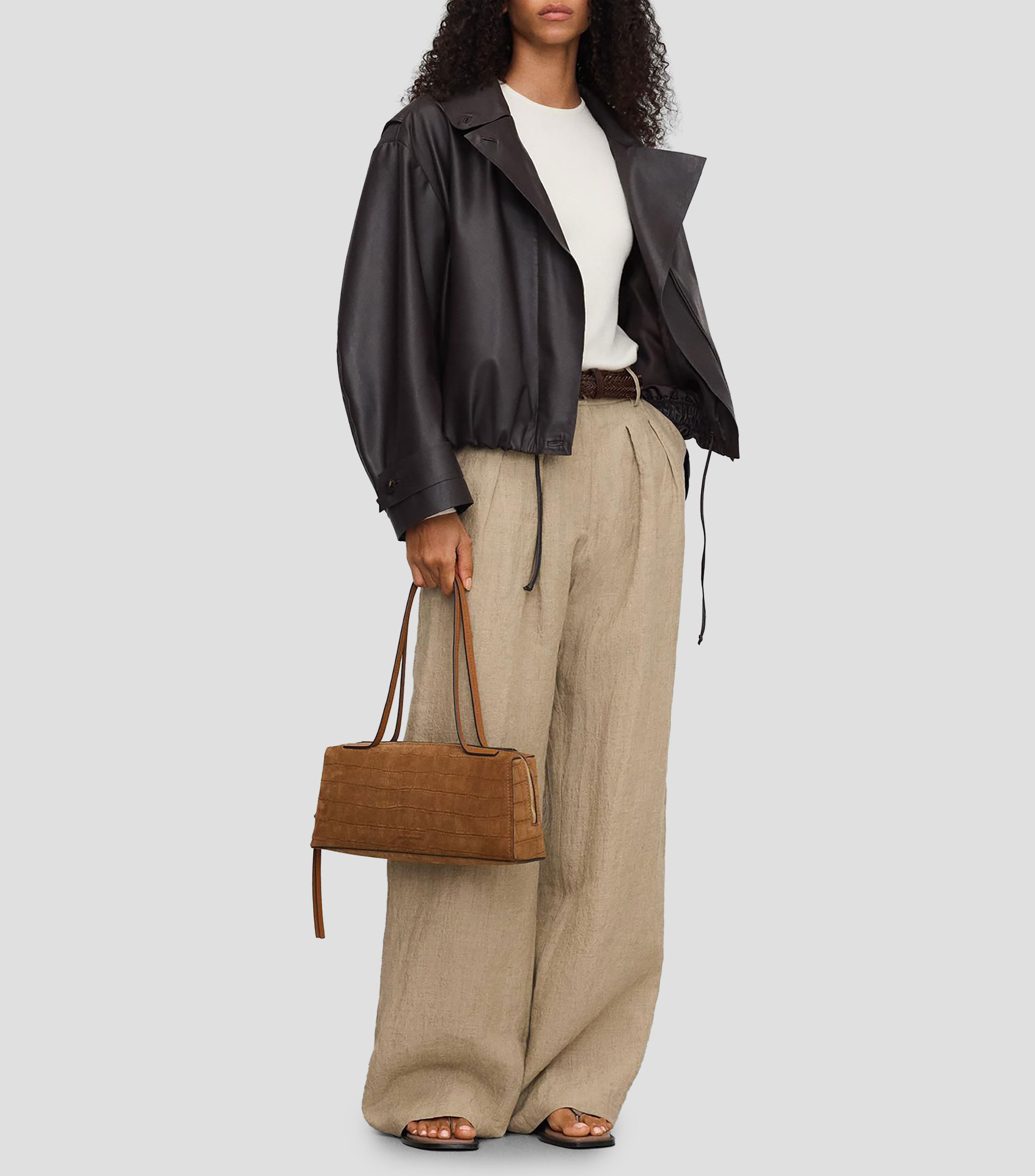 Bolsa shoulder en piel liso Mujer