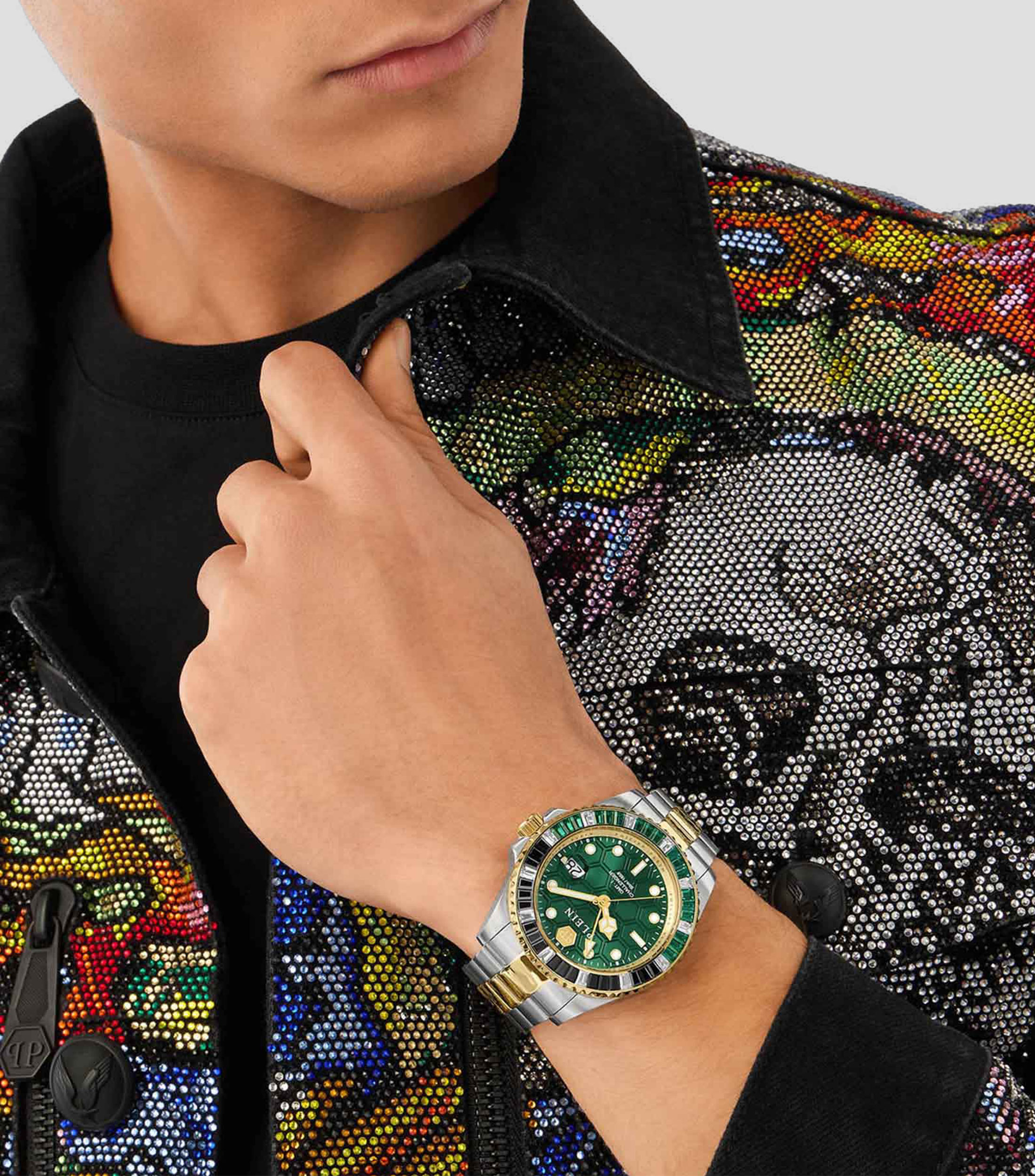 Reloj para Hombre GMT-I Challenger Baguettes Casual, Plateado, Dorado