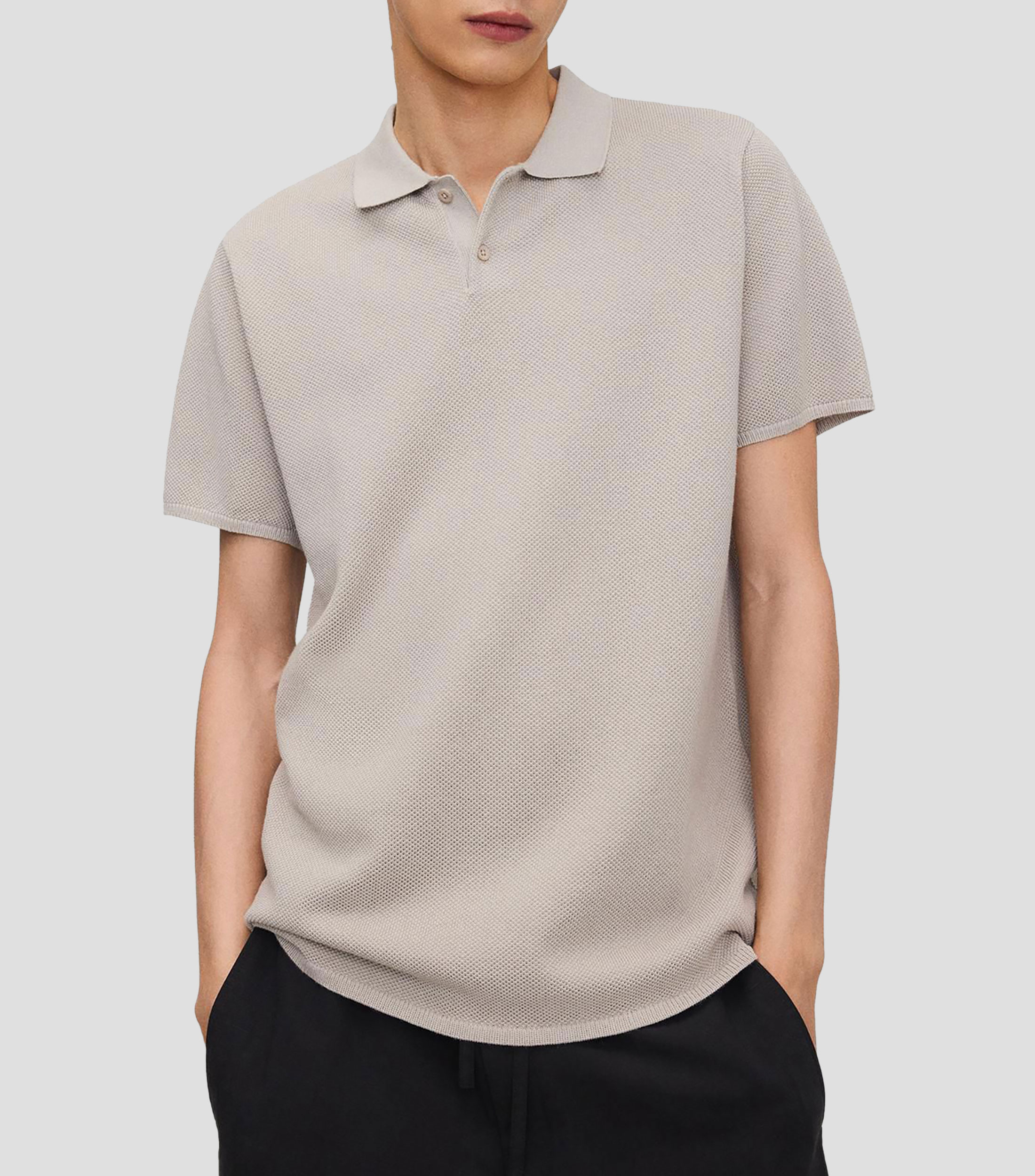 Playera tipo polo con manga corta lisa Hombre