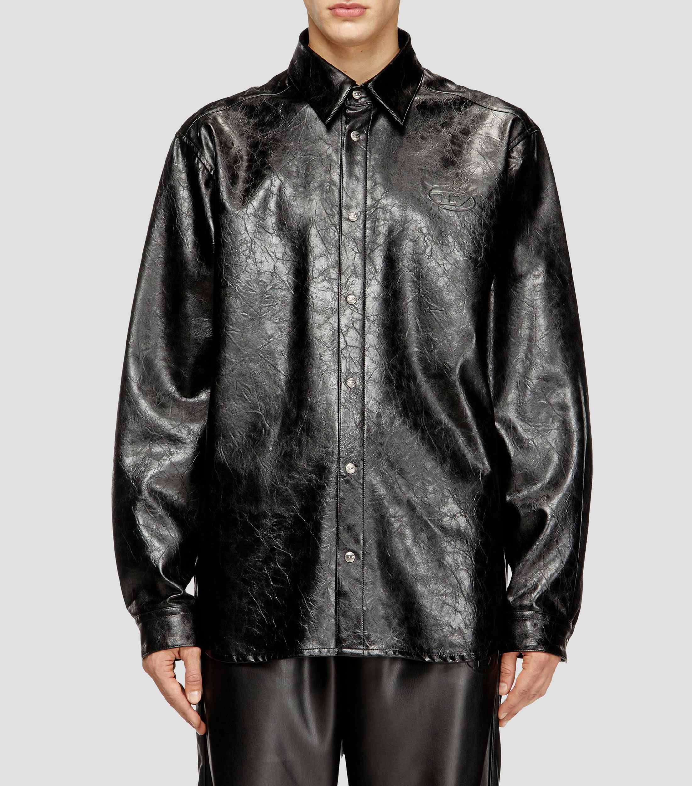 Camisa Lisa cuello camisero manga corta Hombre