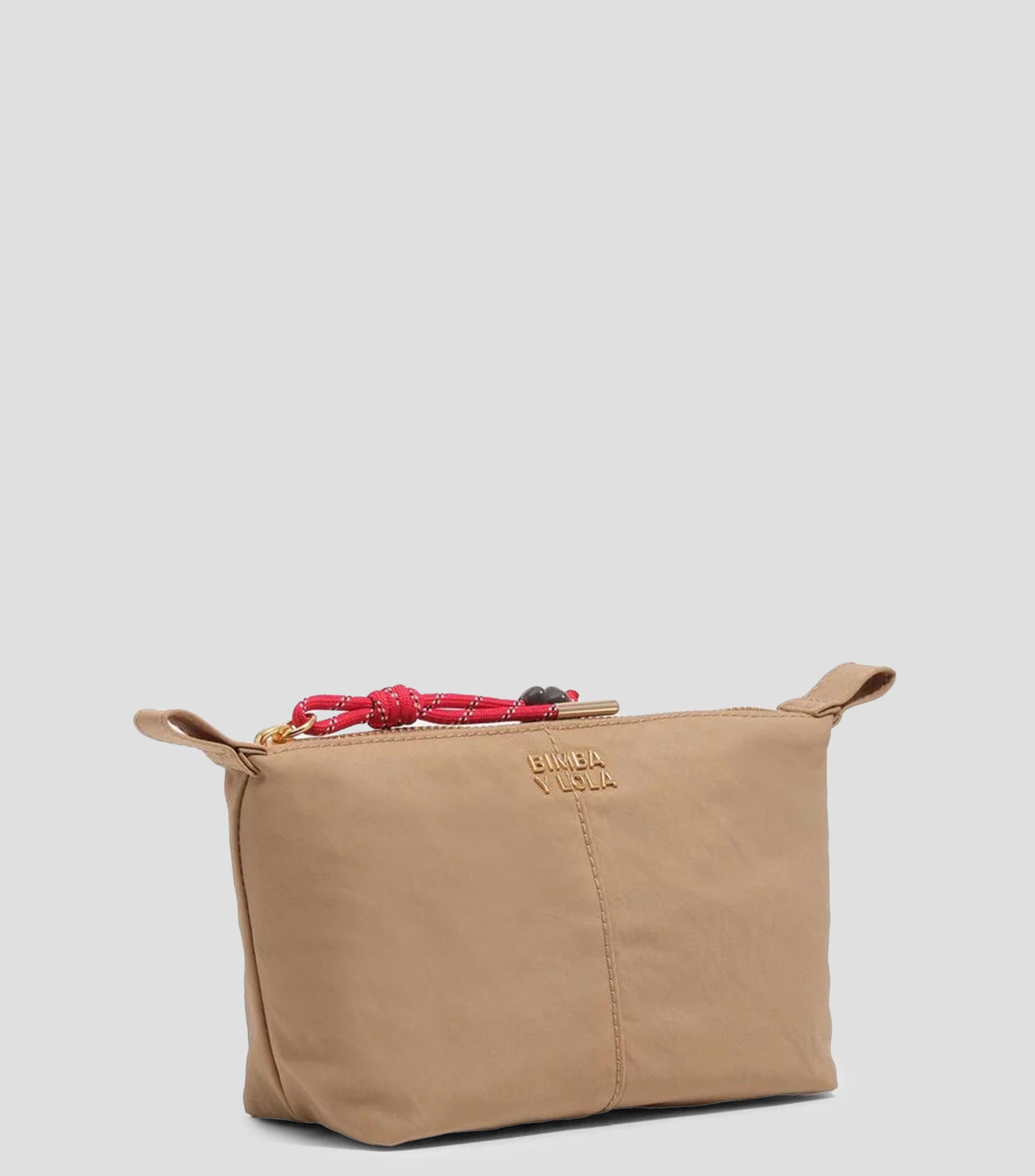 Neceser trapecio nylon camel Mujer