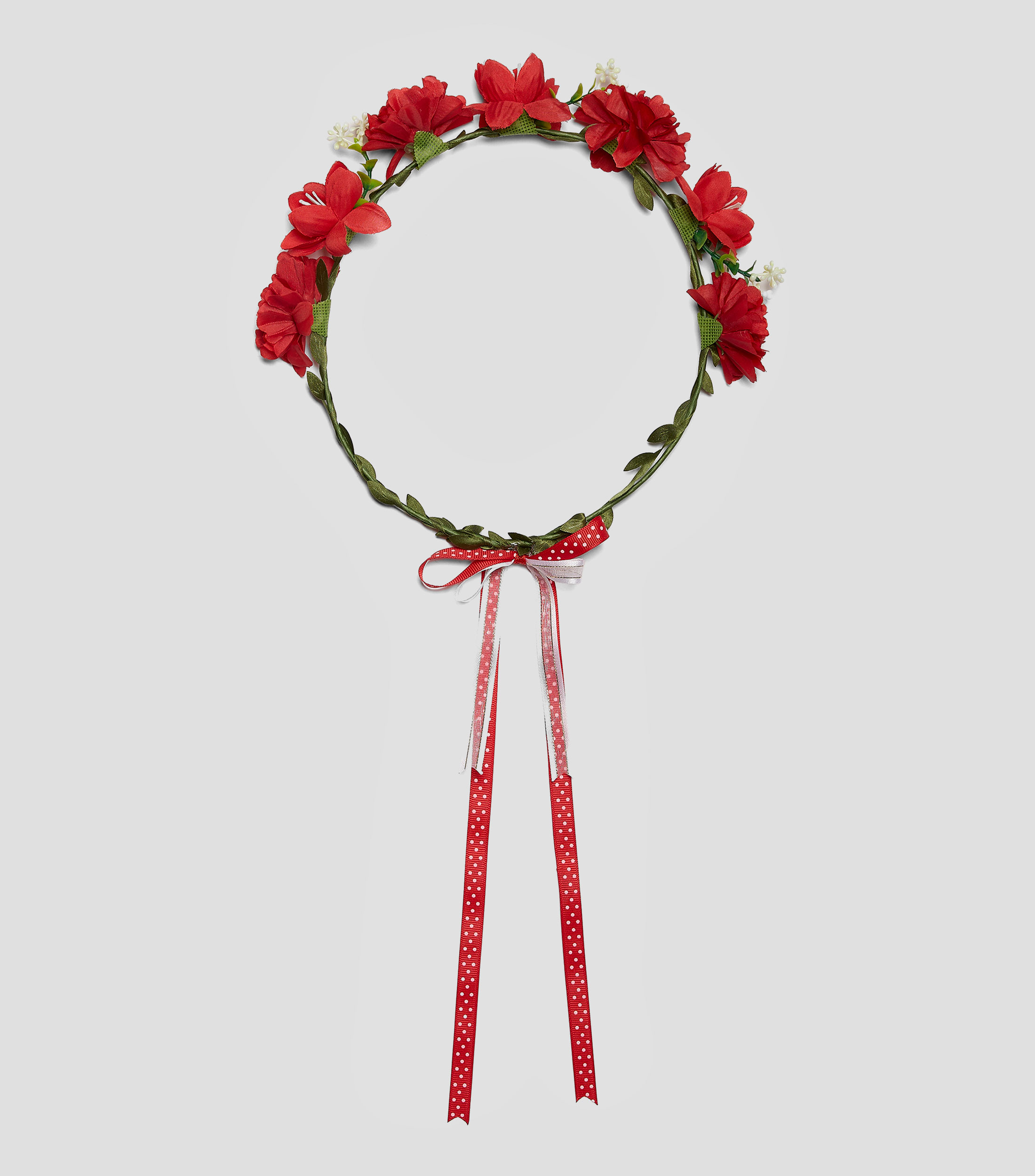 Diadema para ceremonia - Corona de flores roja Nina