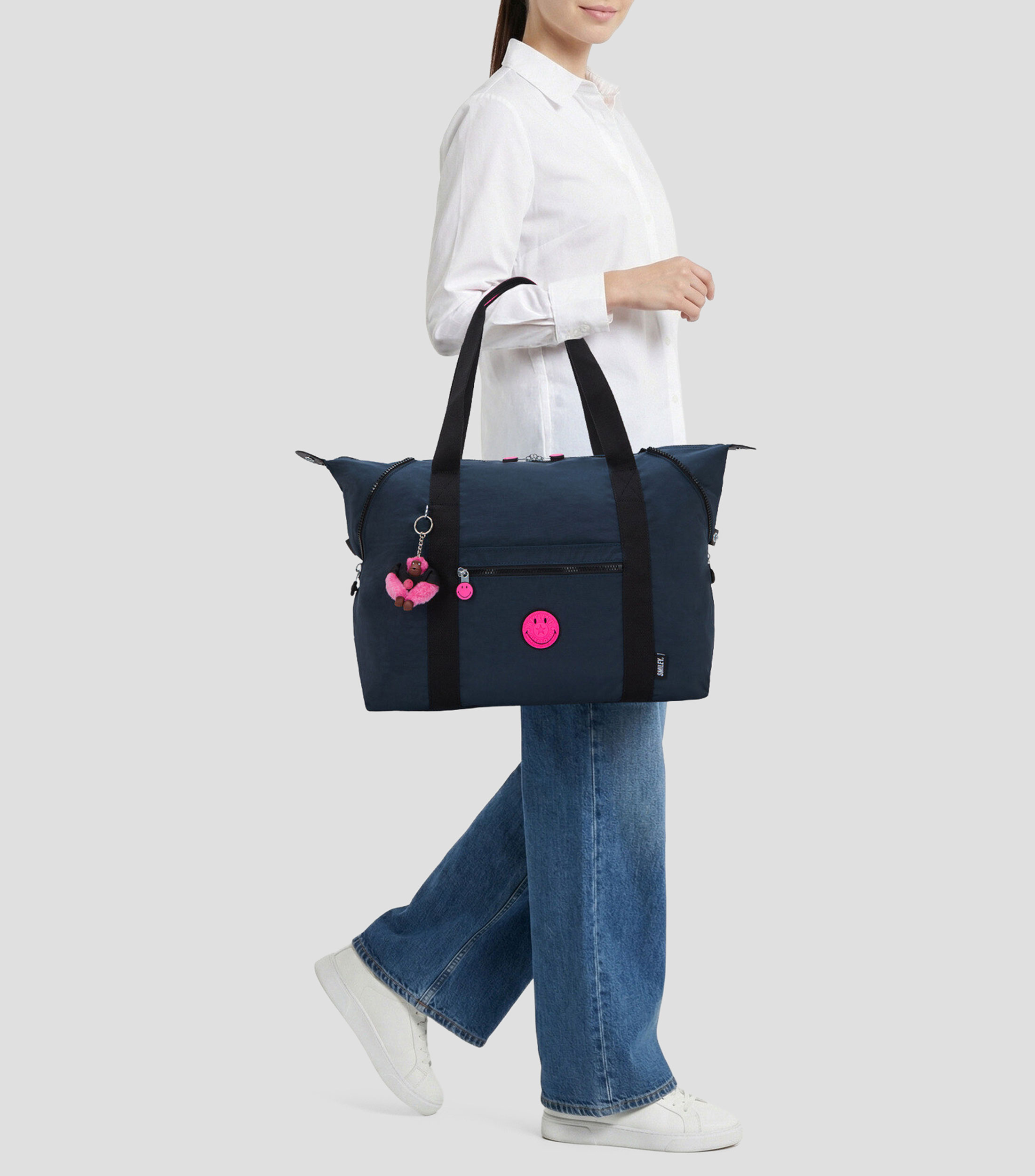 Bolsa tote azul marino Pink Fun lisa Mujer