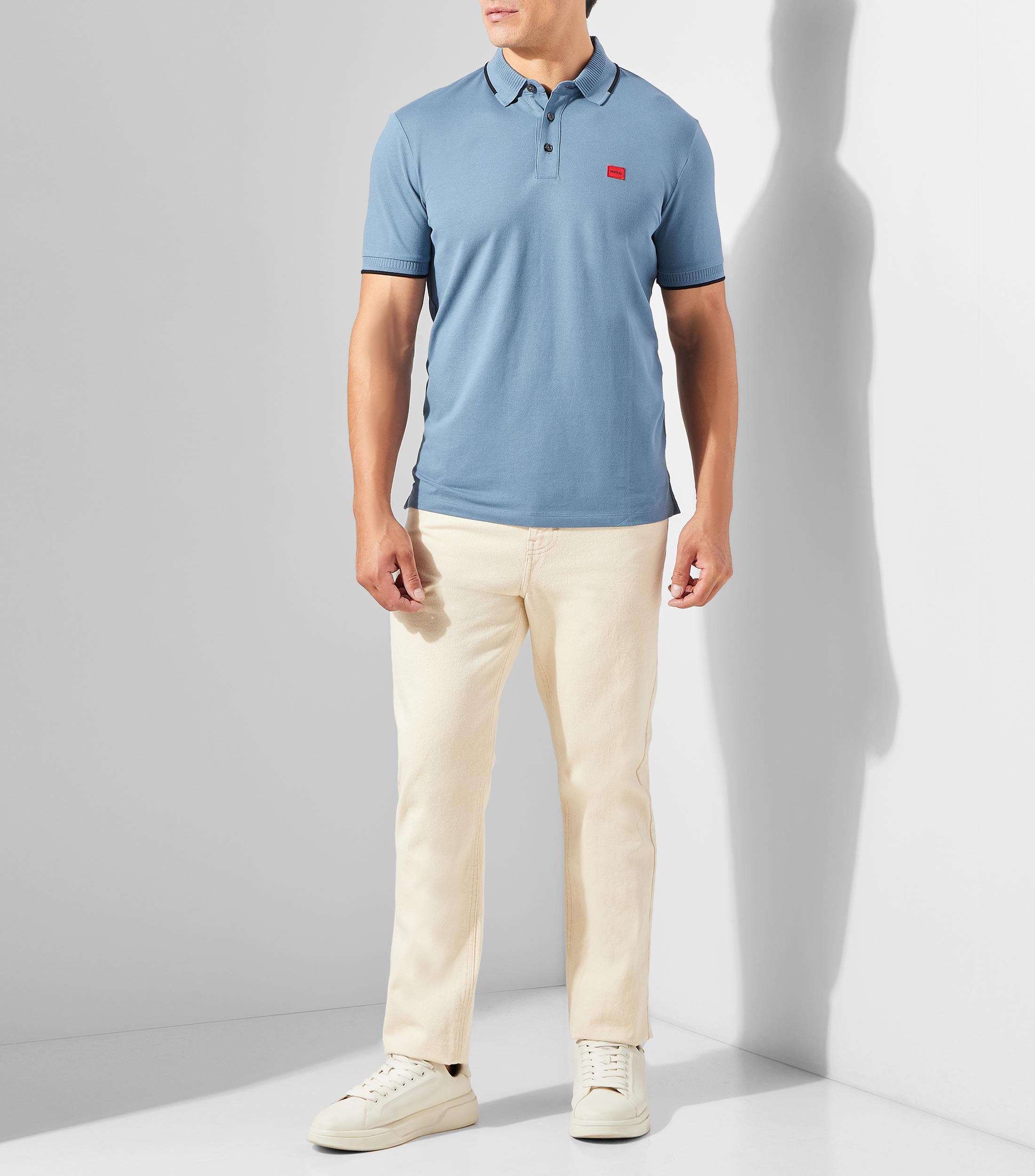 Playera tipo polo manga corta lisa Hombre