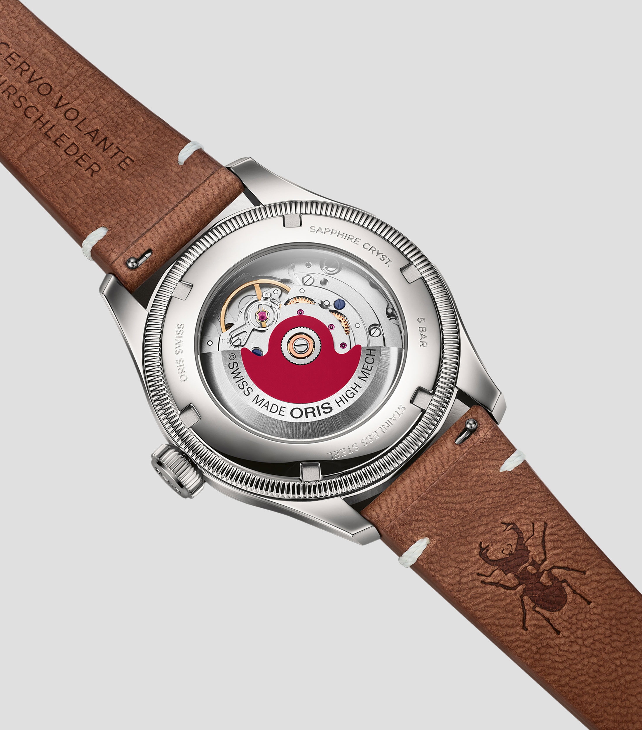Reloj Unisex Oris x Cervo Volante casual, Plateado, Café