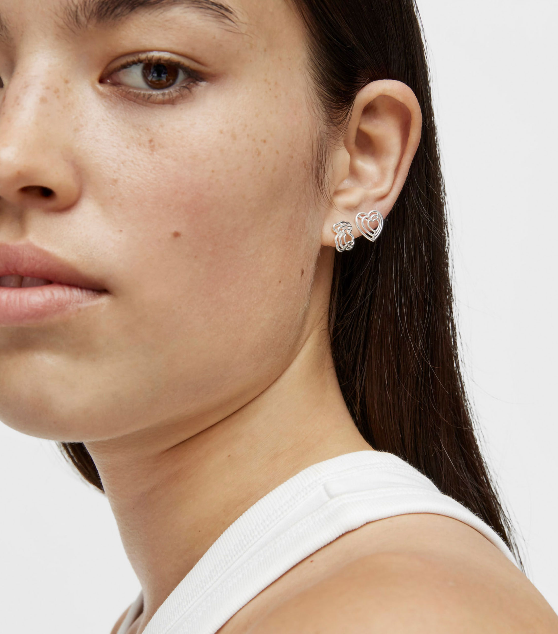 Aretes en plata con triple oso Bickie Mujer