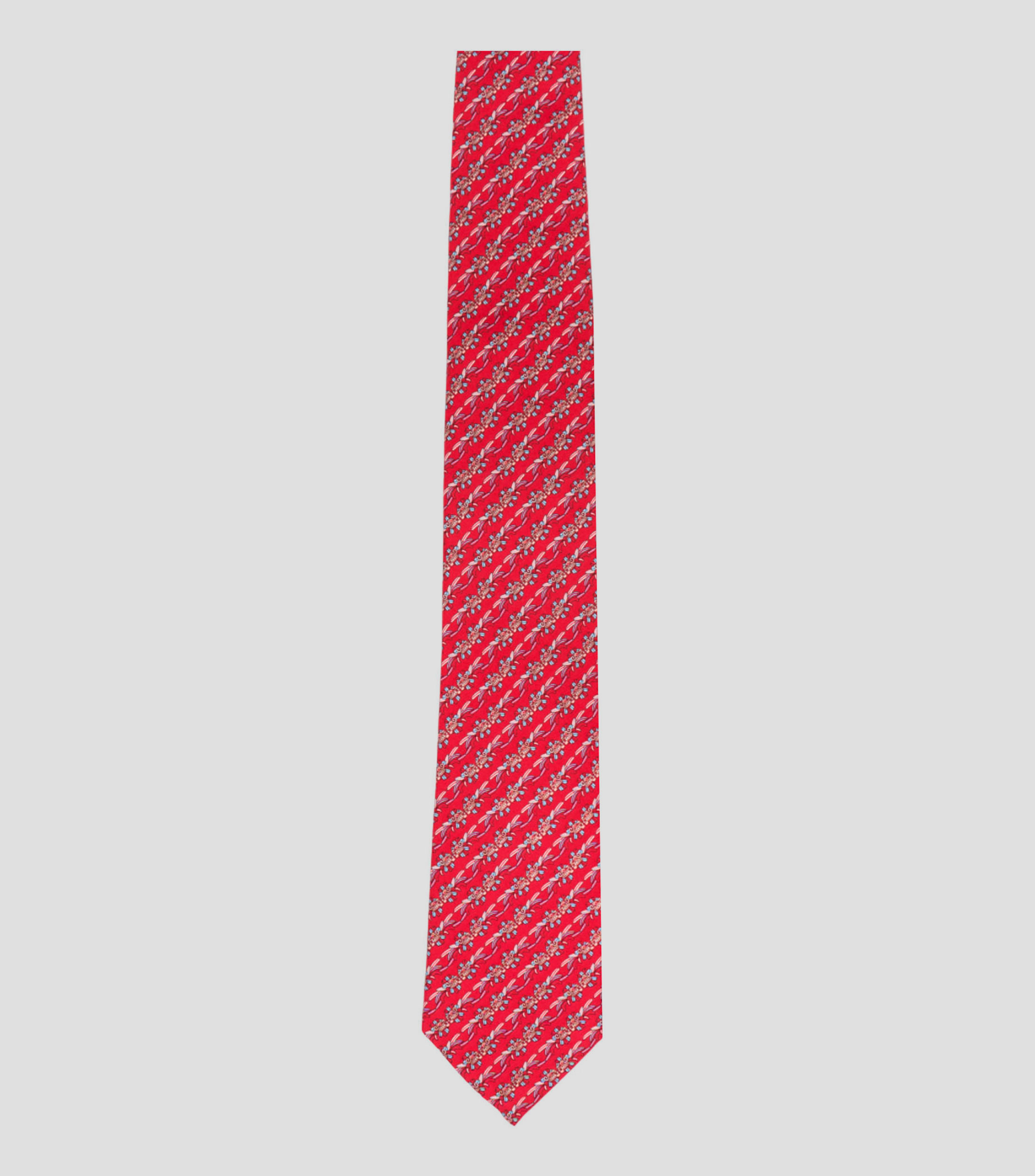 Corbata ancha en seda Quetzalcoatl rojo, azul