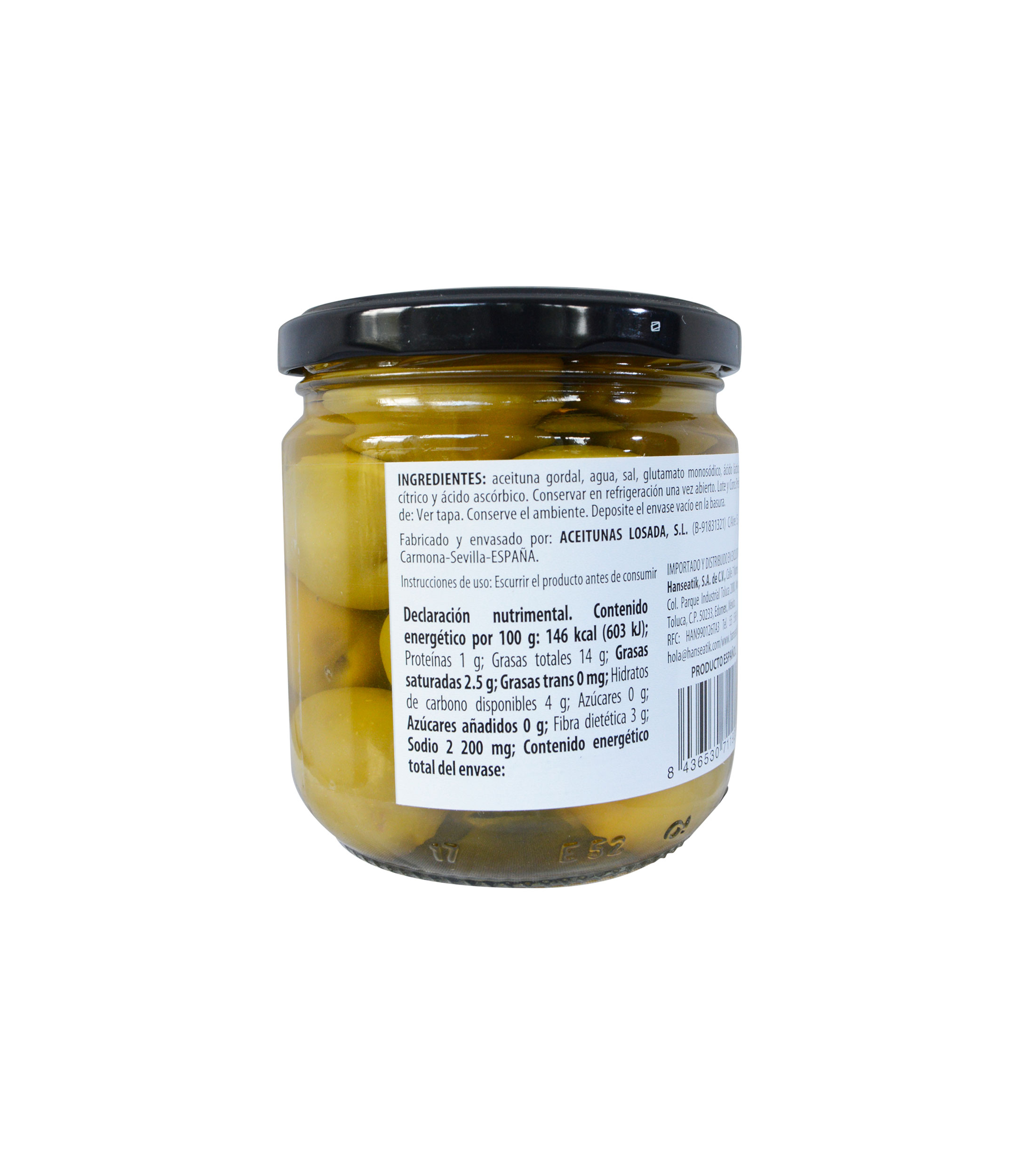 Aceituna Gordal con Hueso, 345 gr