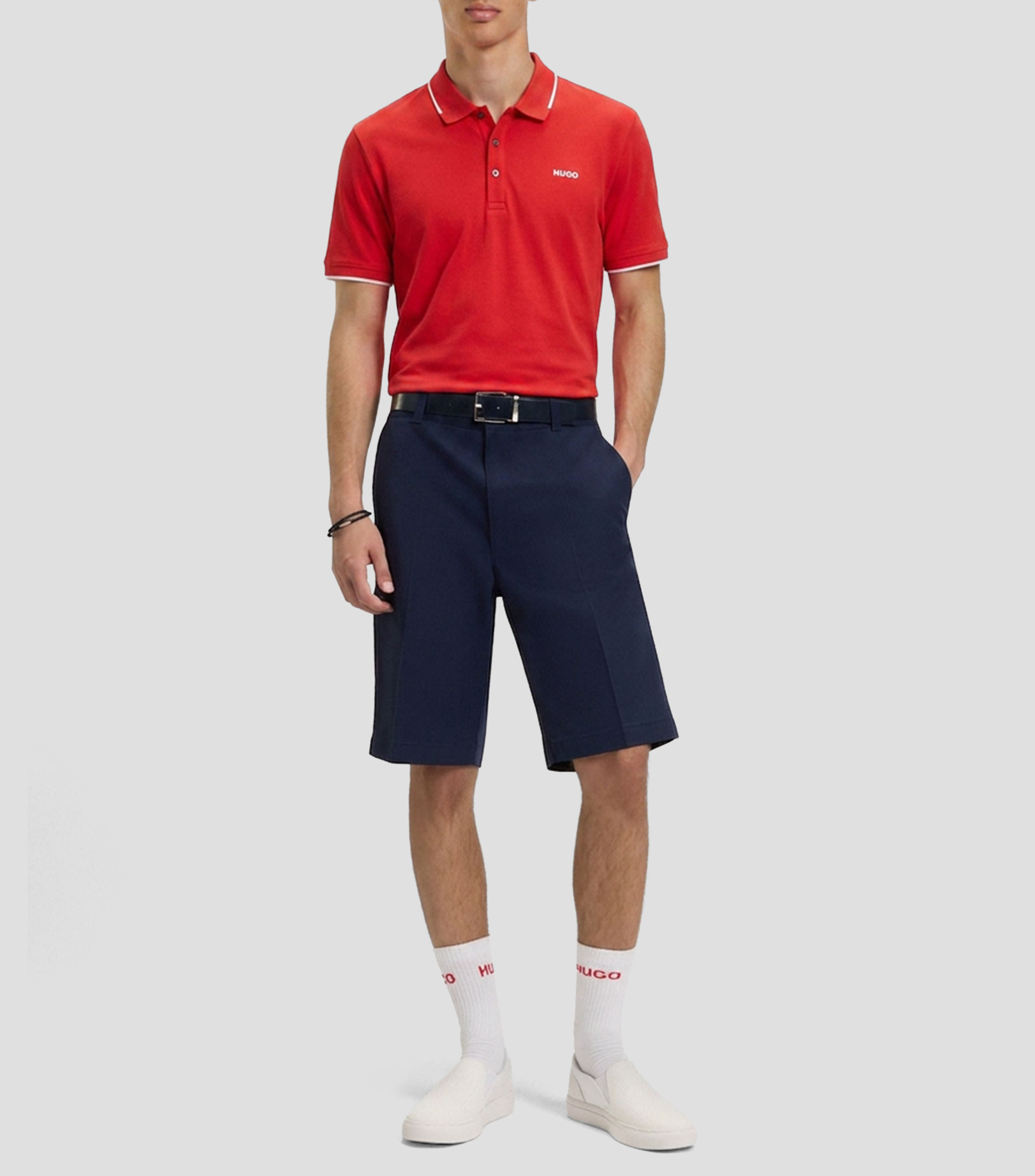 Playera tipo polo manga corta lisa Hombre