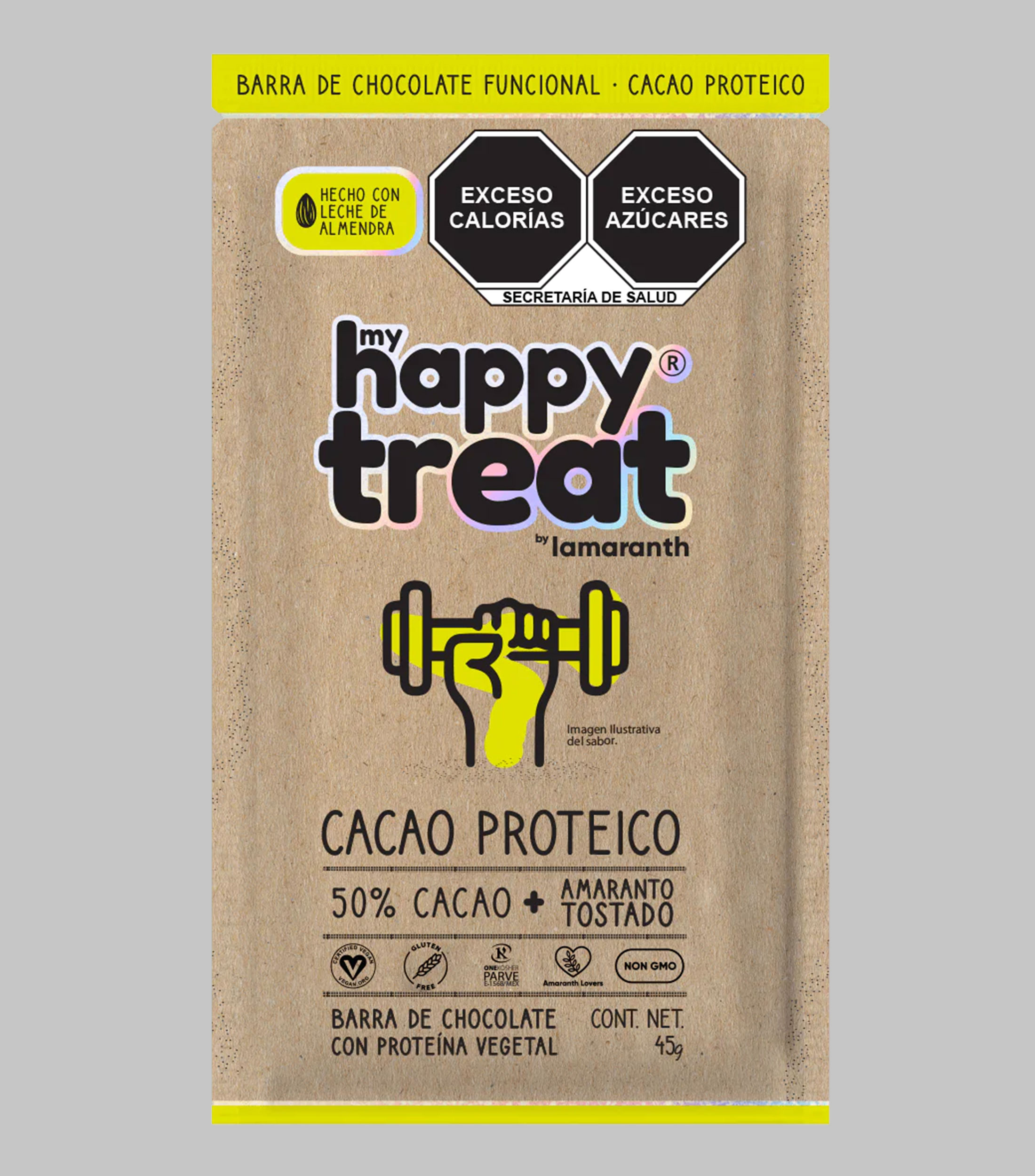 Barra de Chocolate con Cacao Proteico, 45 gr