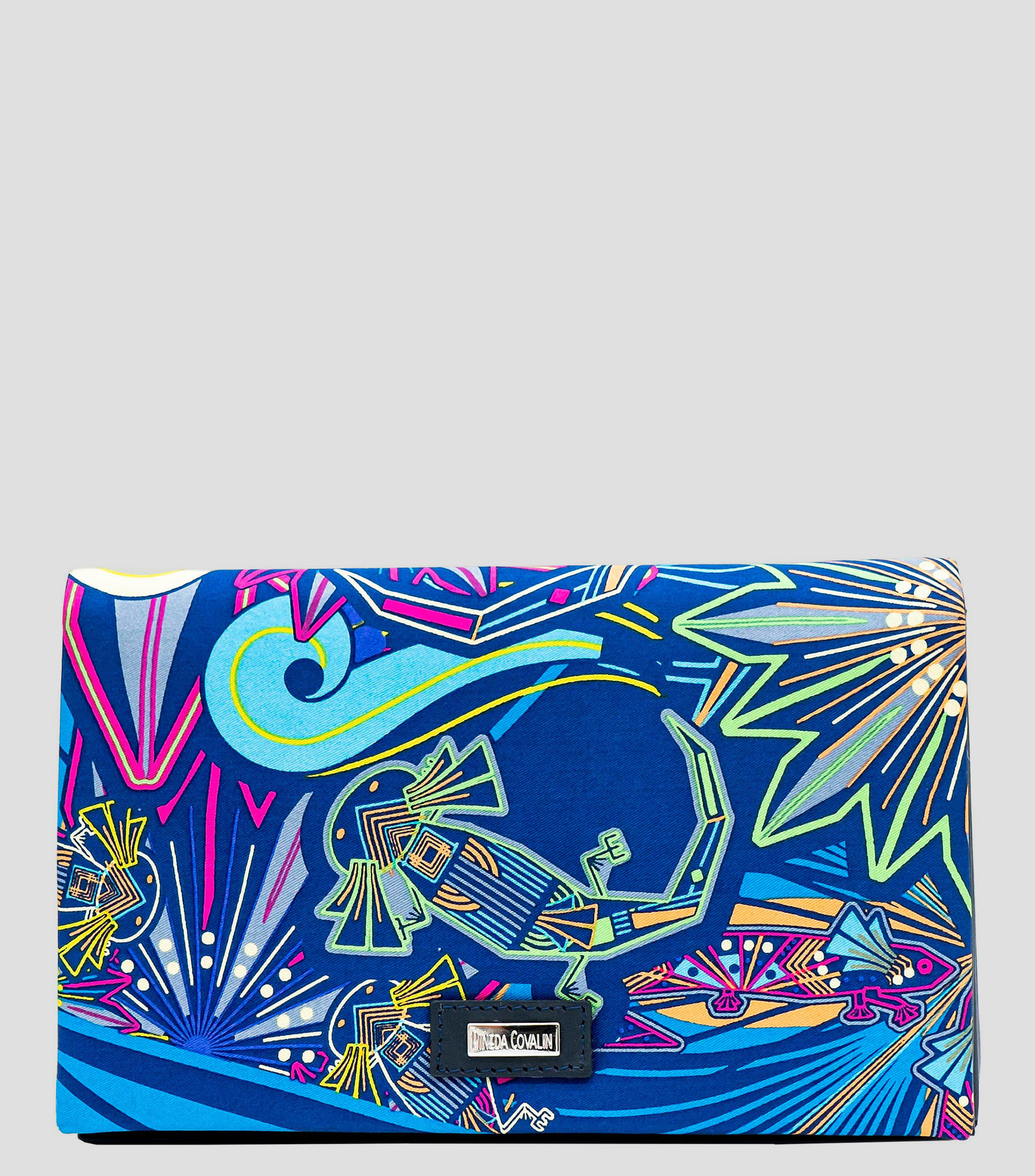 Bolso clutch Azul en piel Hook estampado Mujer