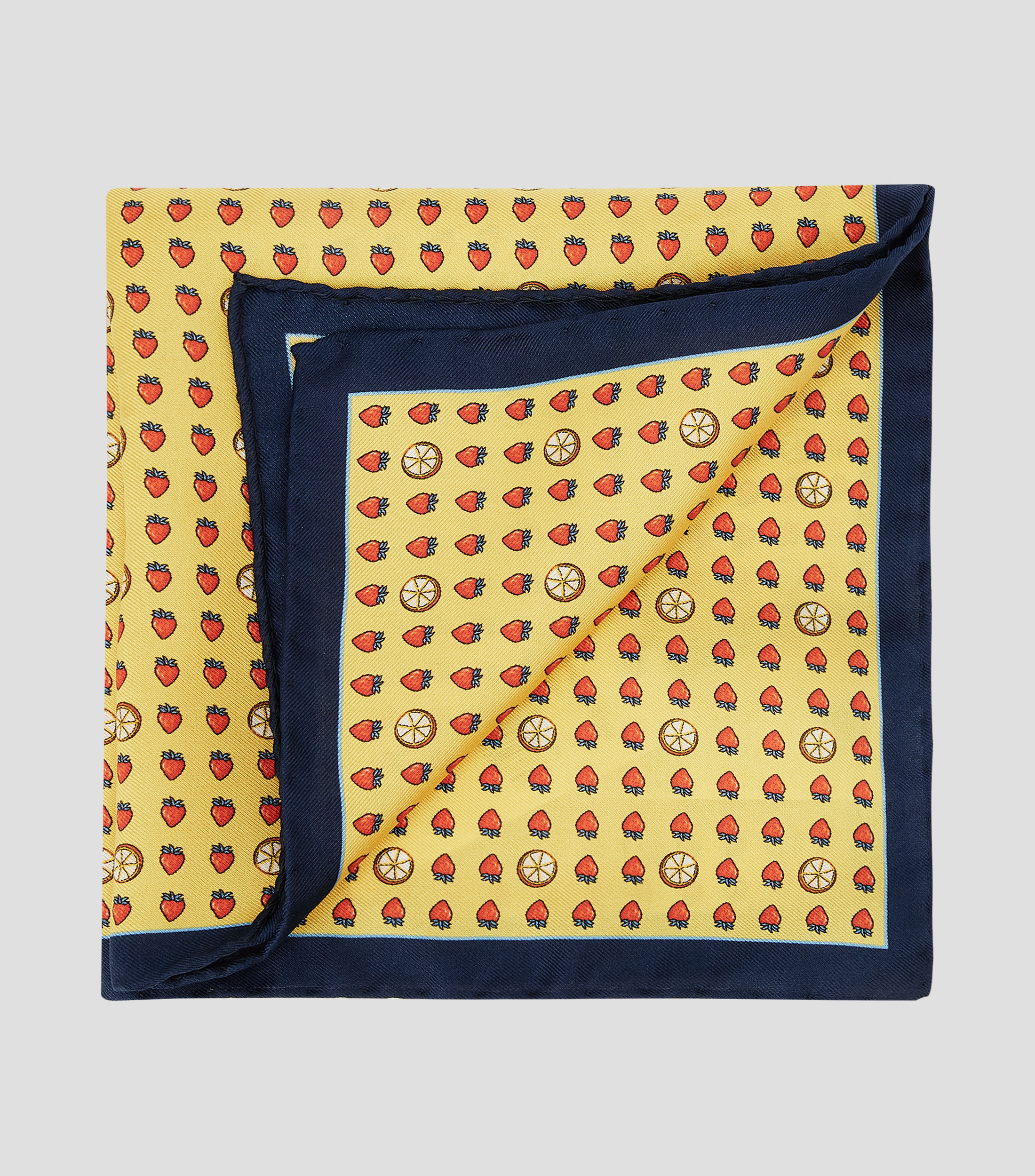 Pañuelo en seda amarillo estampado Hombre