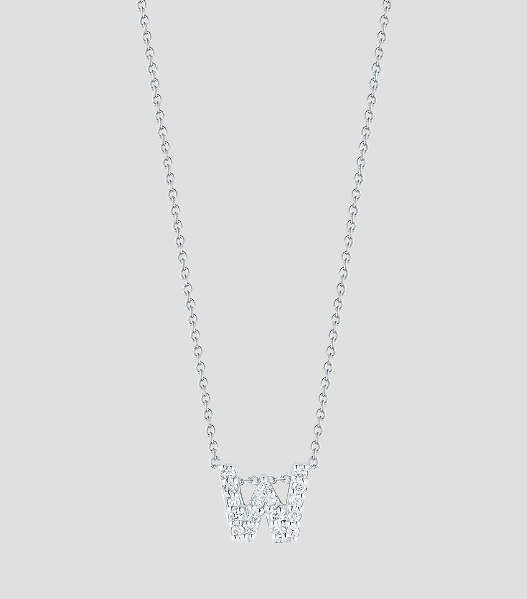 Collar en Oro de 18 Kilates letra W con diamantes Mujer