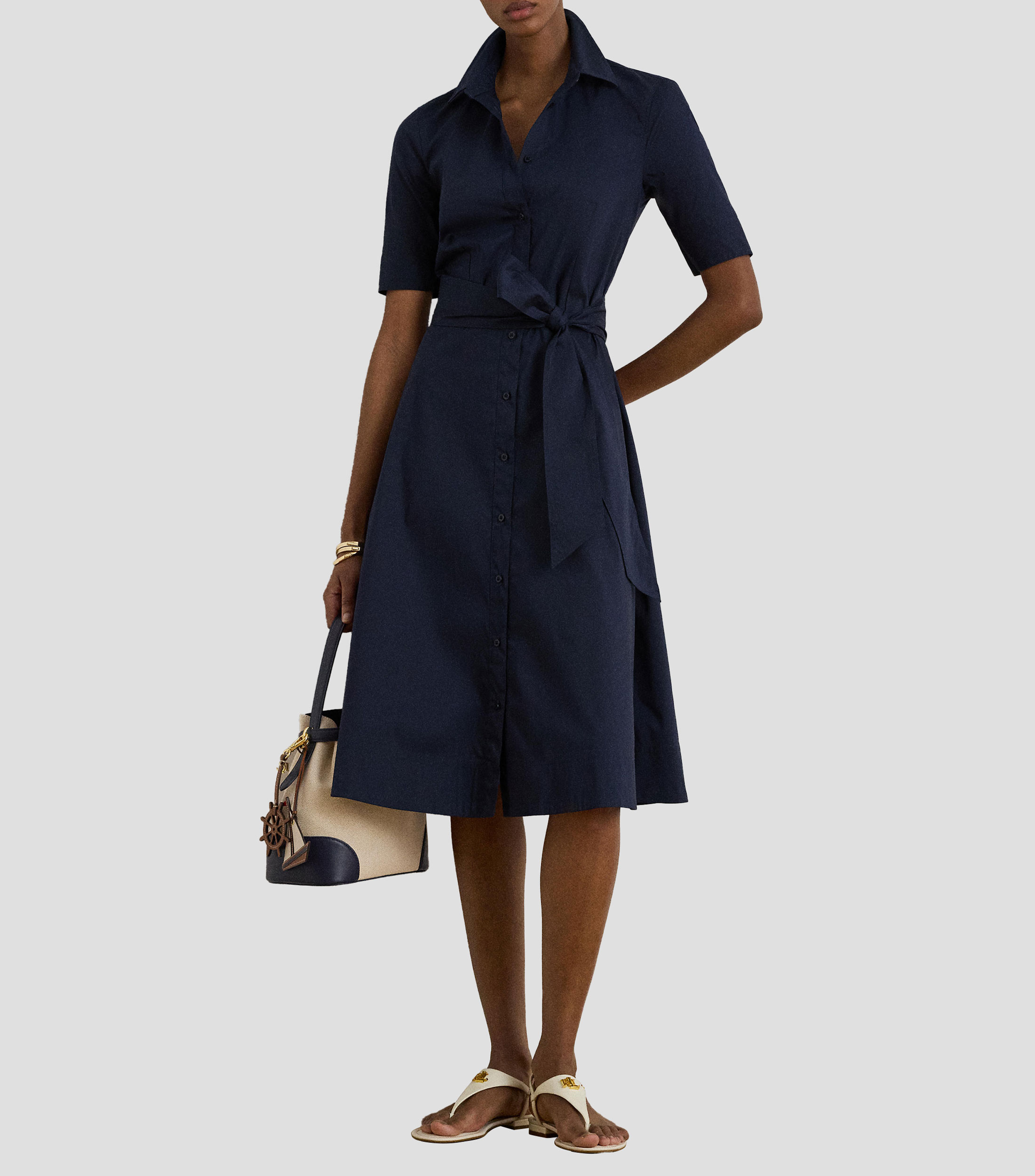 Vestido midi liso Mujer