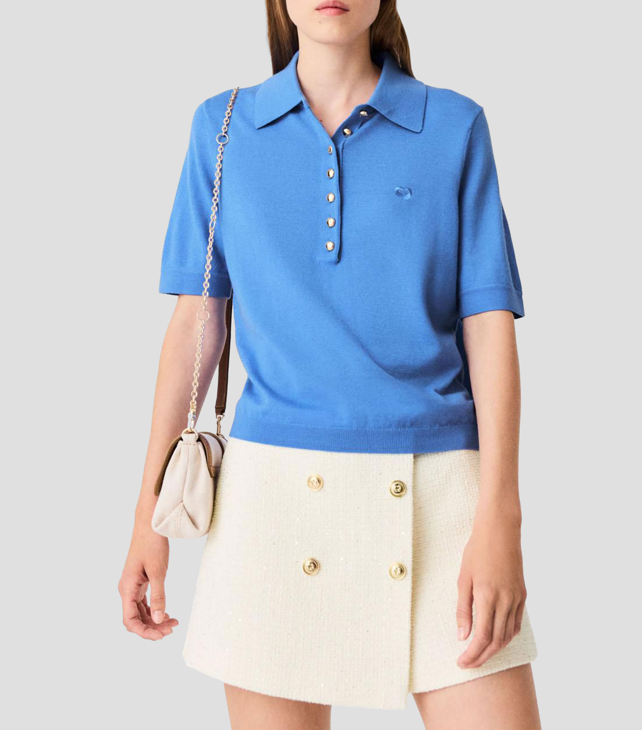Playera Tipo Polo Manga Corta sólida Mujer