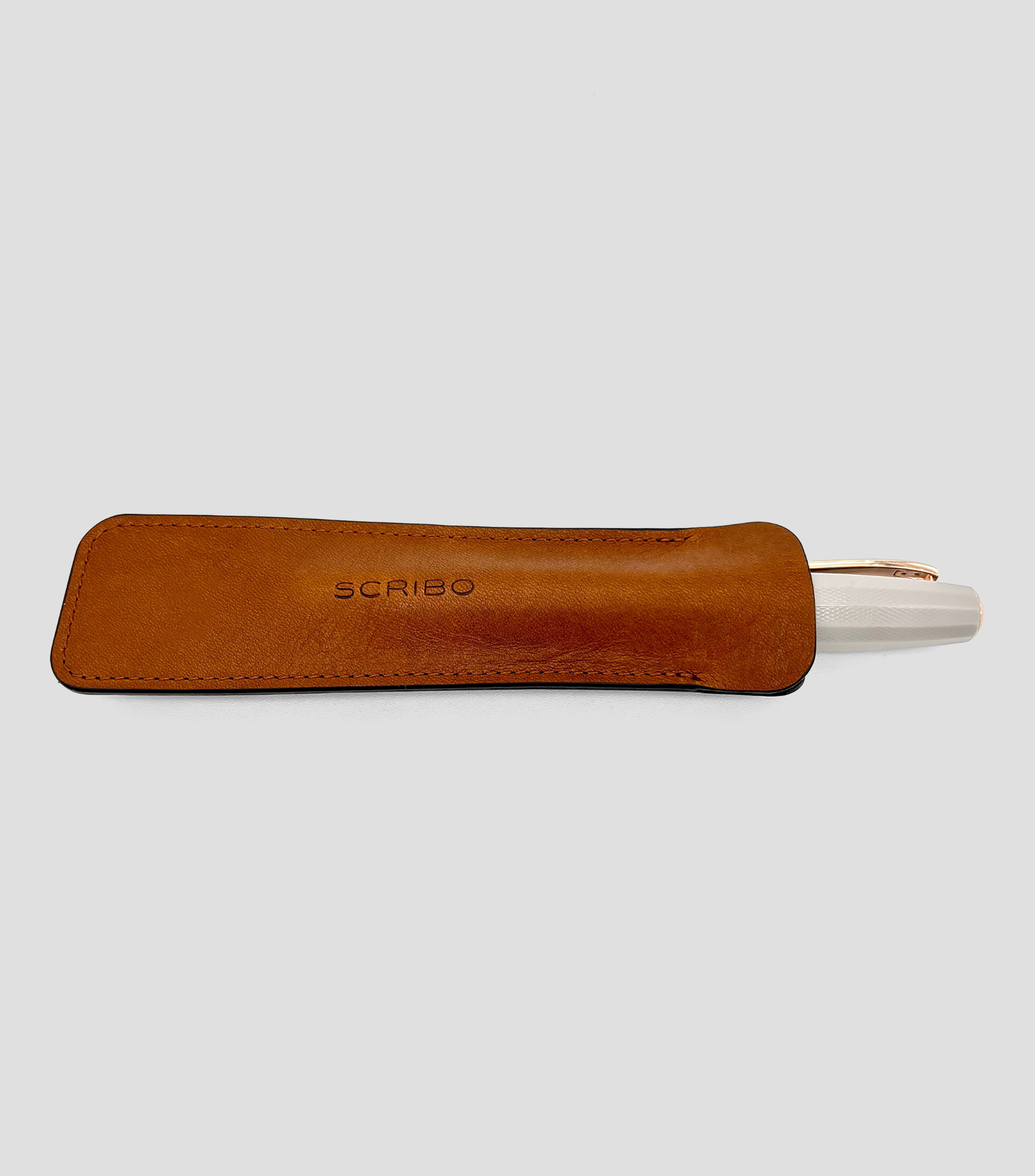 Estuche para pluma estilografica en piel Cafe