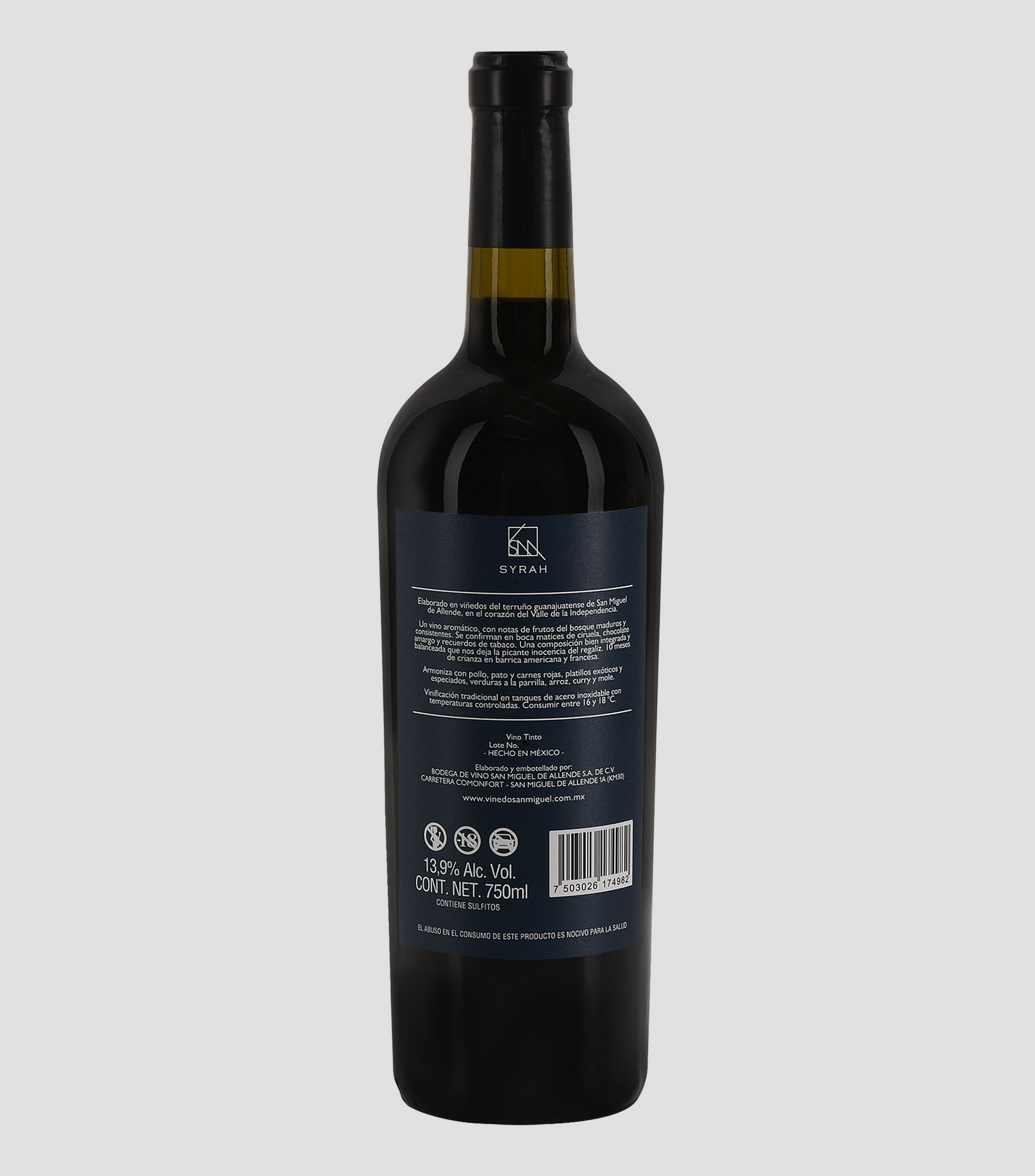 Vino Tinto Syrah 2020, 750 ml