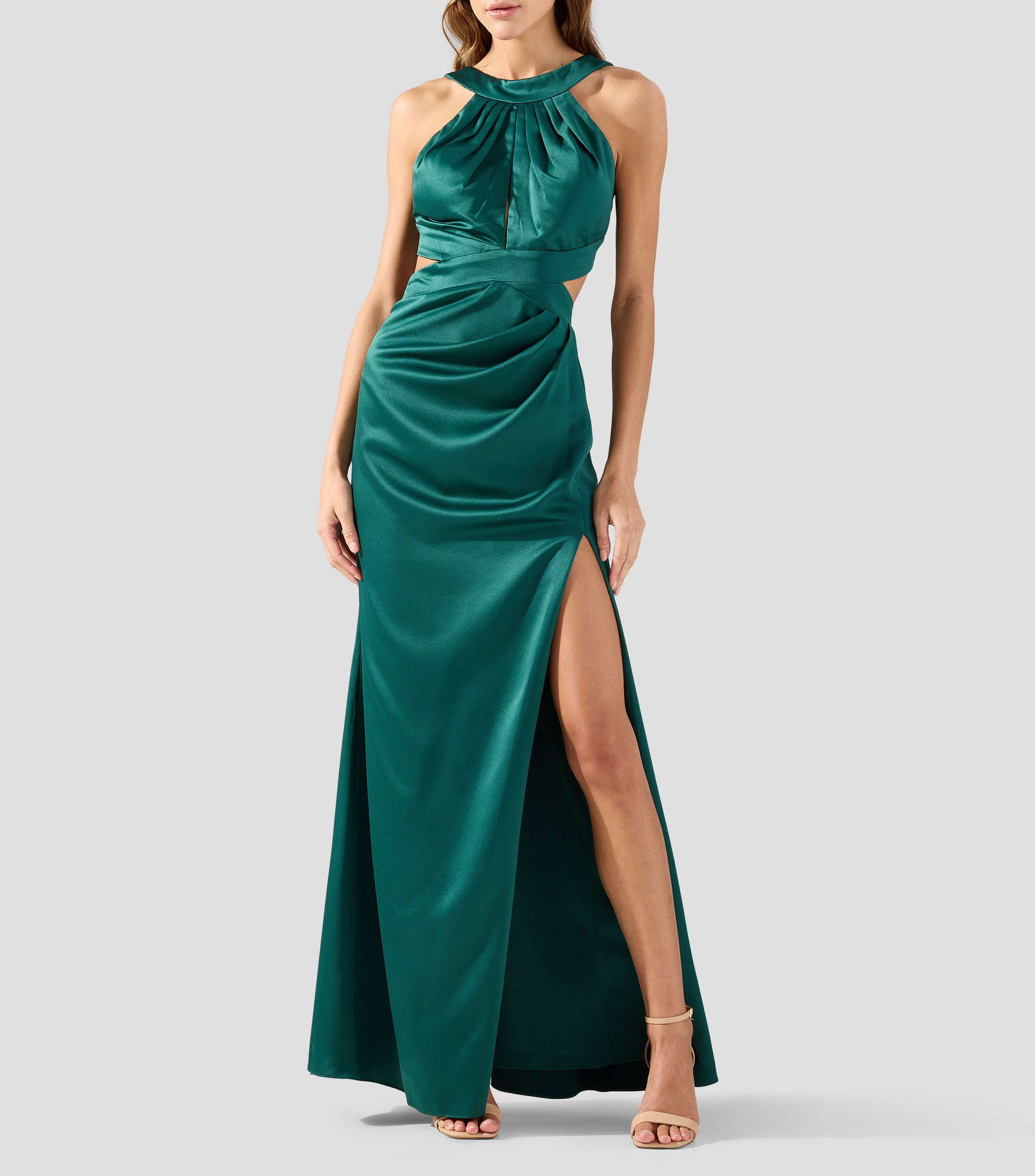 Vestido de fiesta largo liso Mujer