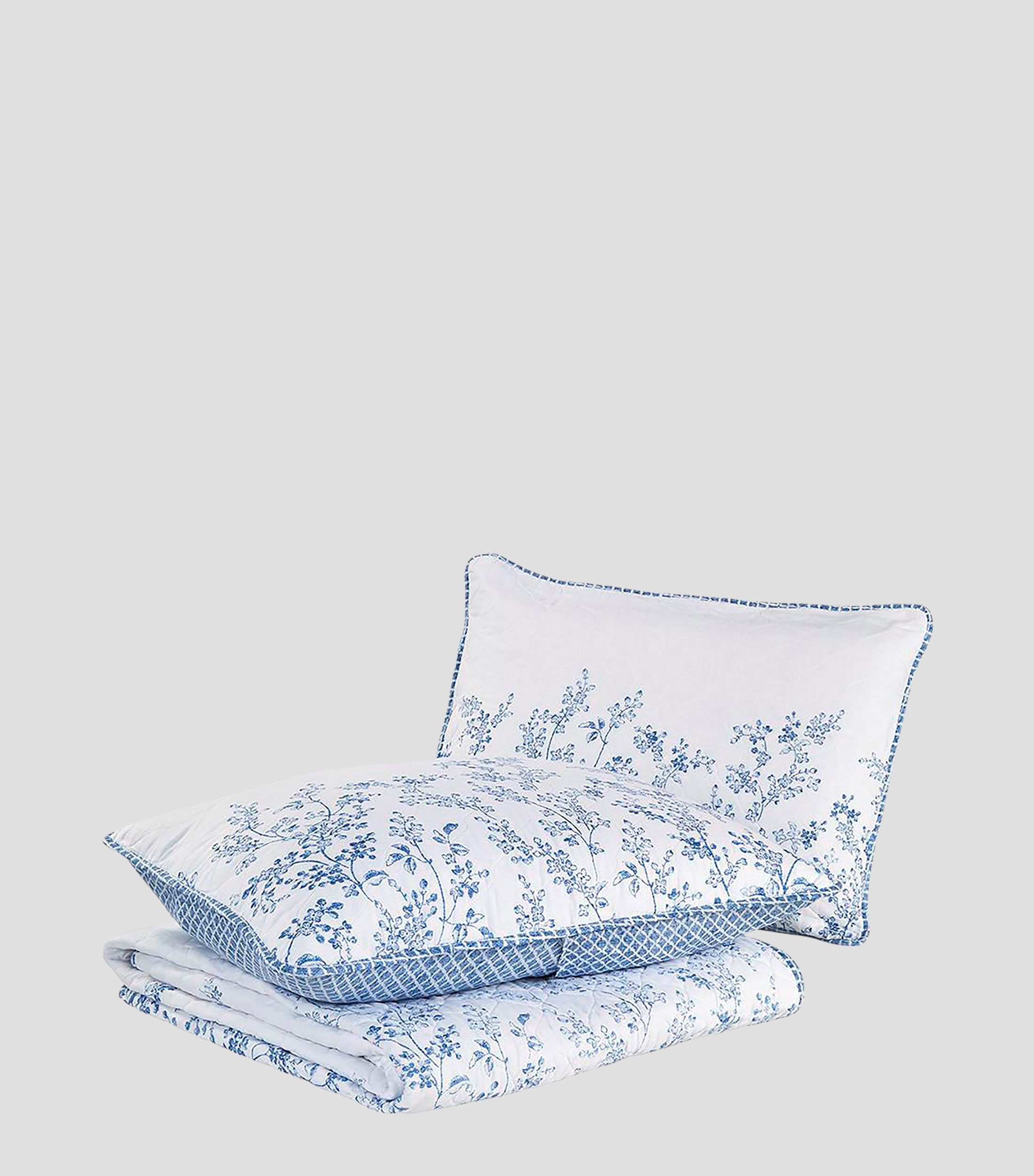 Juego de colcha Queen size en algodón La Flora Light Blue