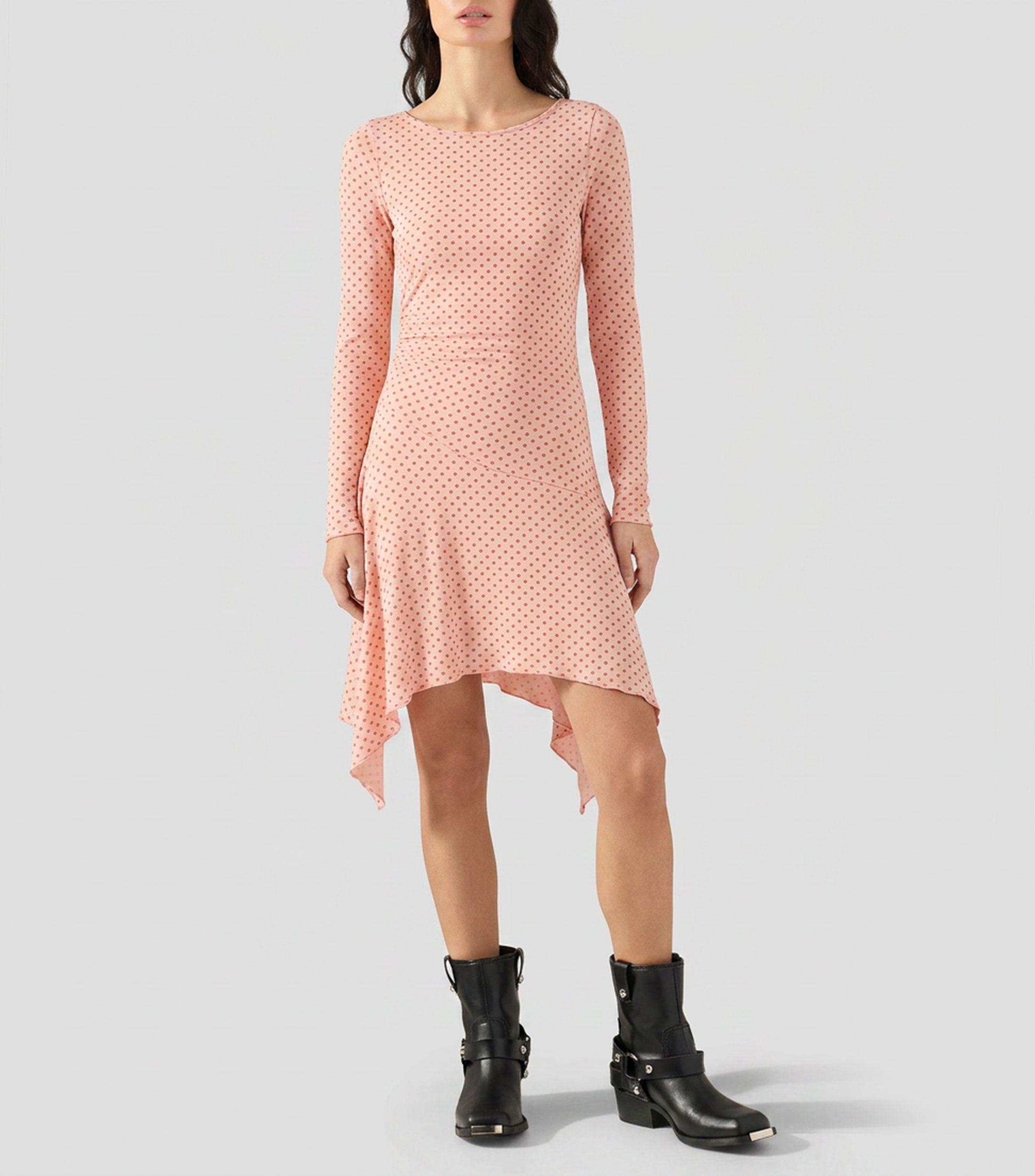 Vestido midi manga larga polkadots Mujer